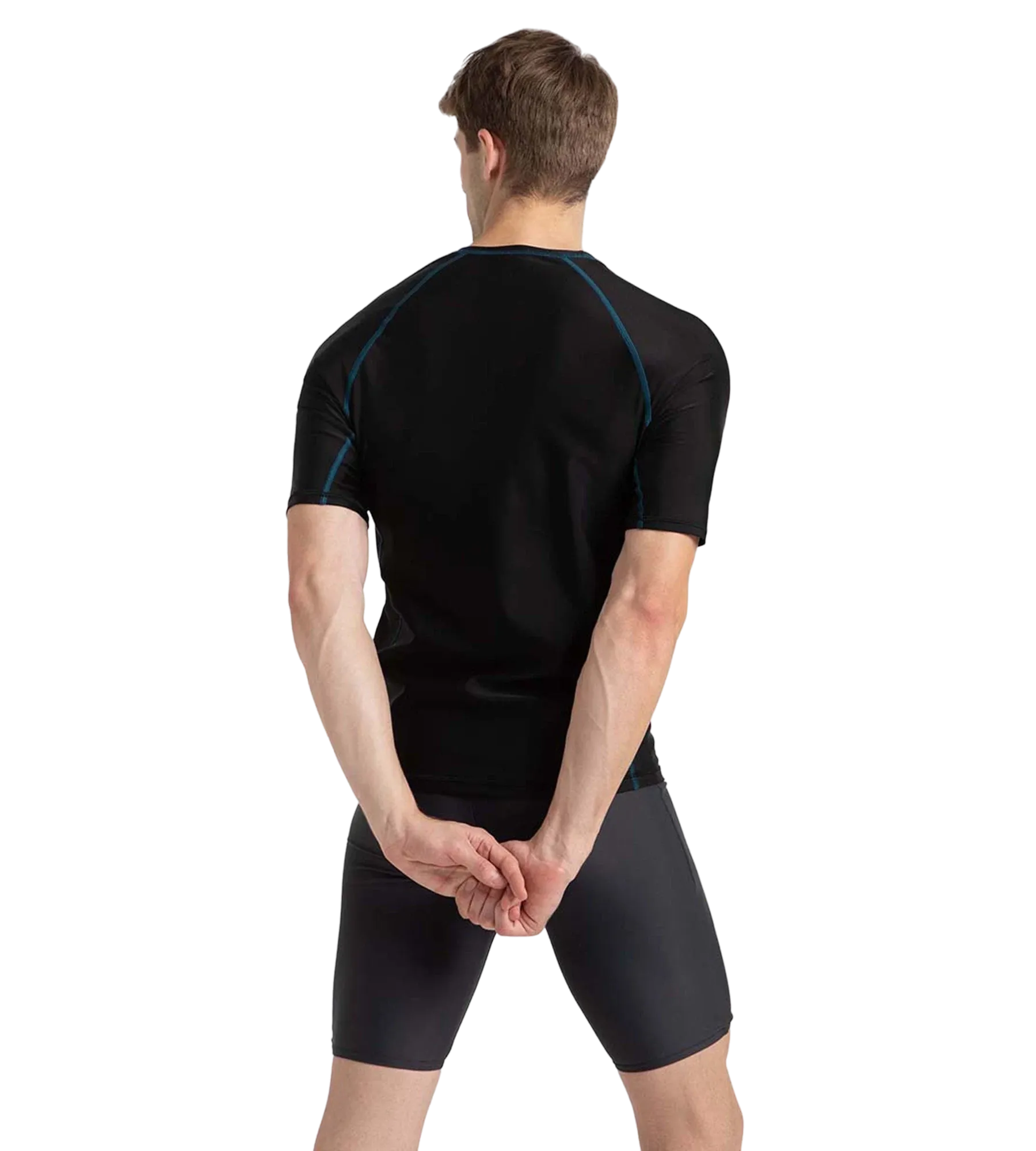 Men's Endurance 10 Short Sleeve Suntop - Black & Darkteal - Image 5
