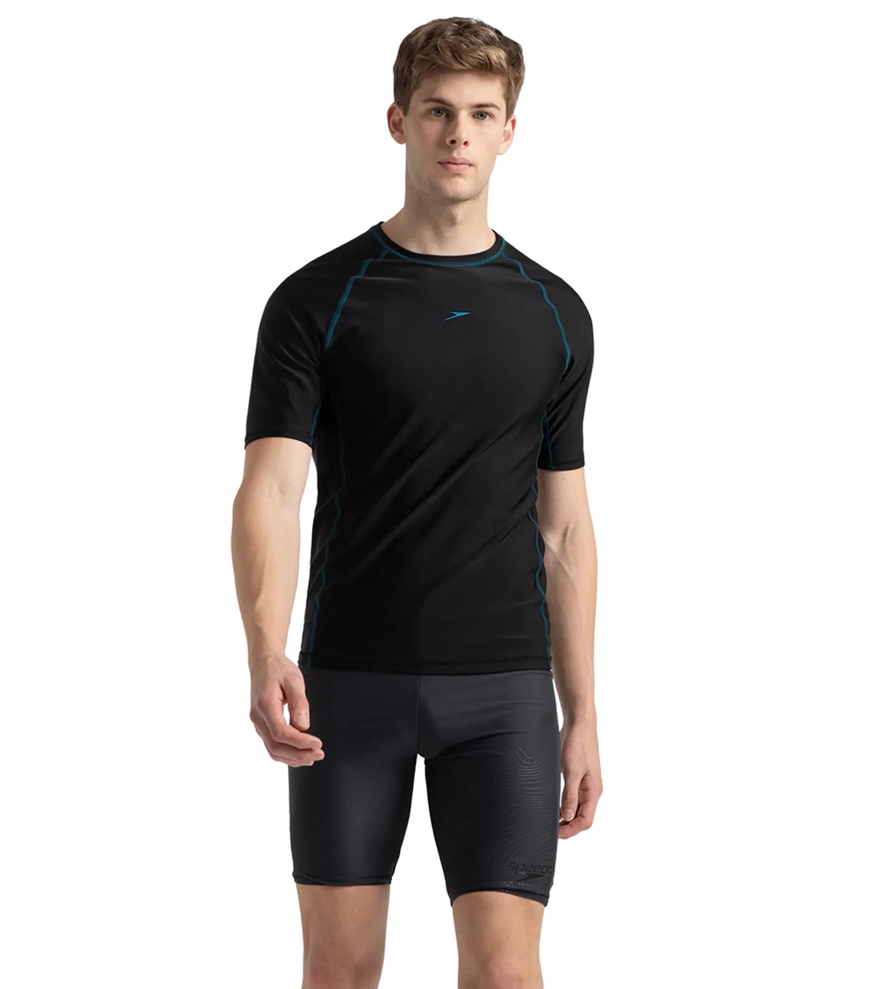 Men's Endurance 10 Short Sleeve Suntop - Black & Darkteal - Image 6
