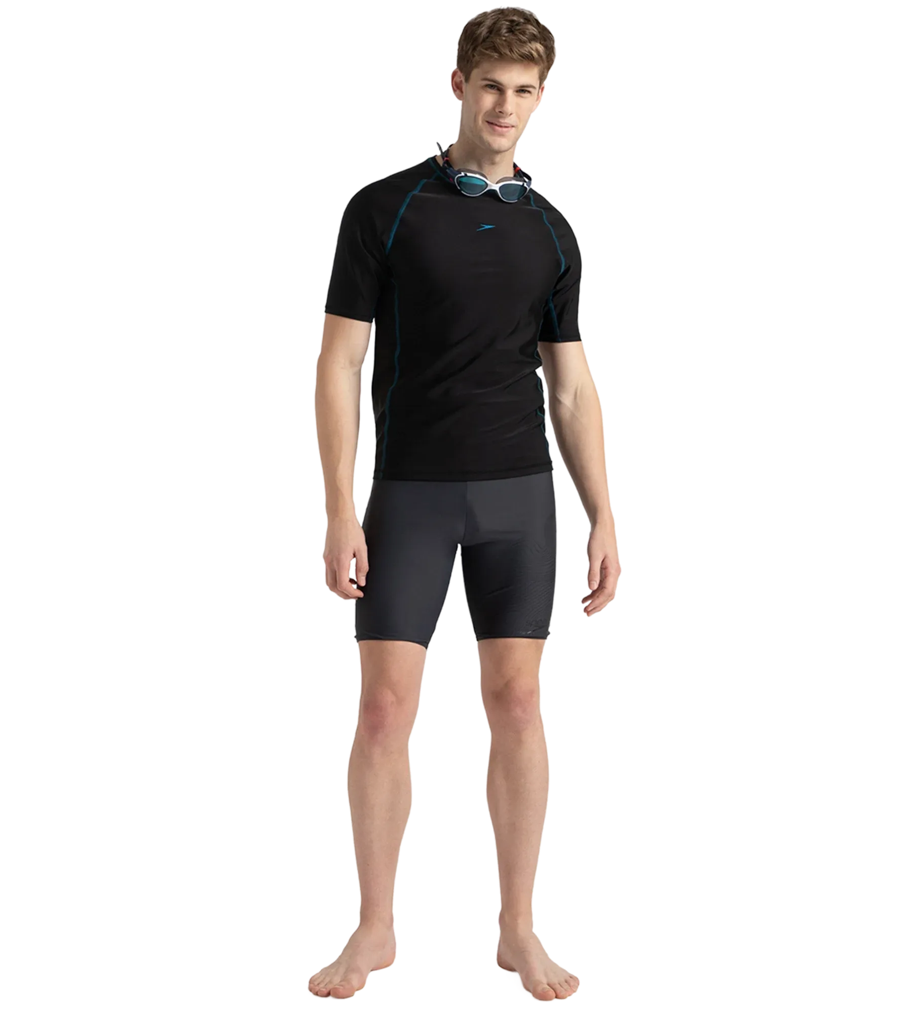 Men's Endurance 10 Short Sleeve Suntop - Black & Darkteal - Image 7