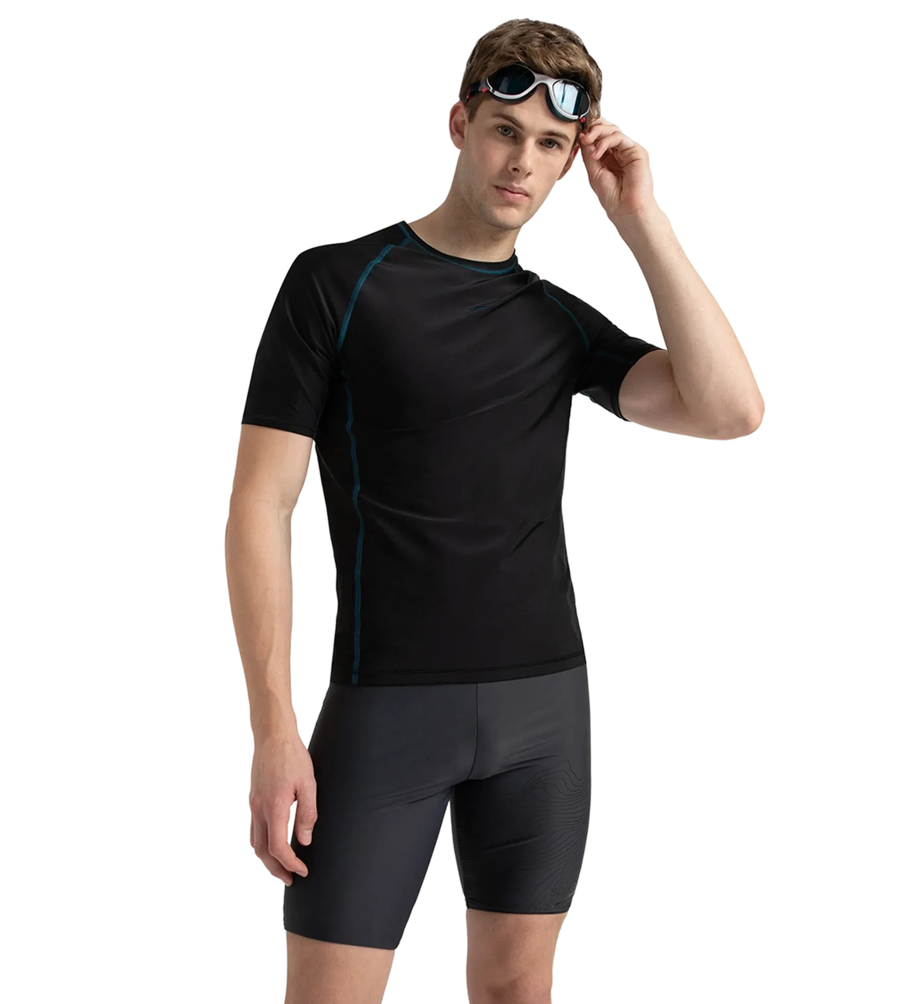 Men's Endurance 10 Short Sleeve Suntop - Black & Darkteal - Image 8