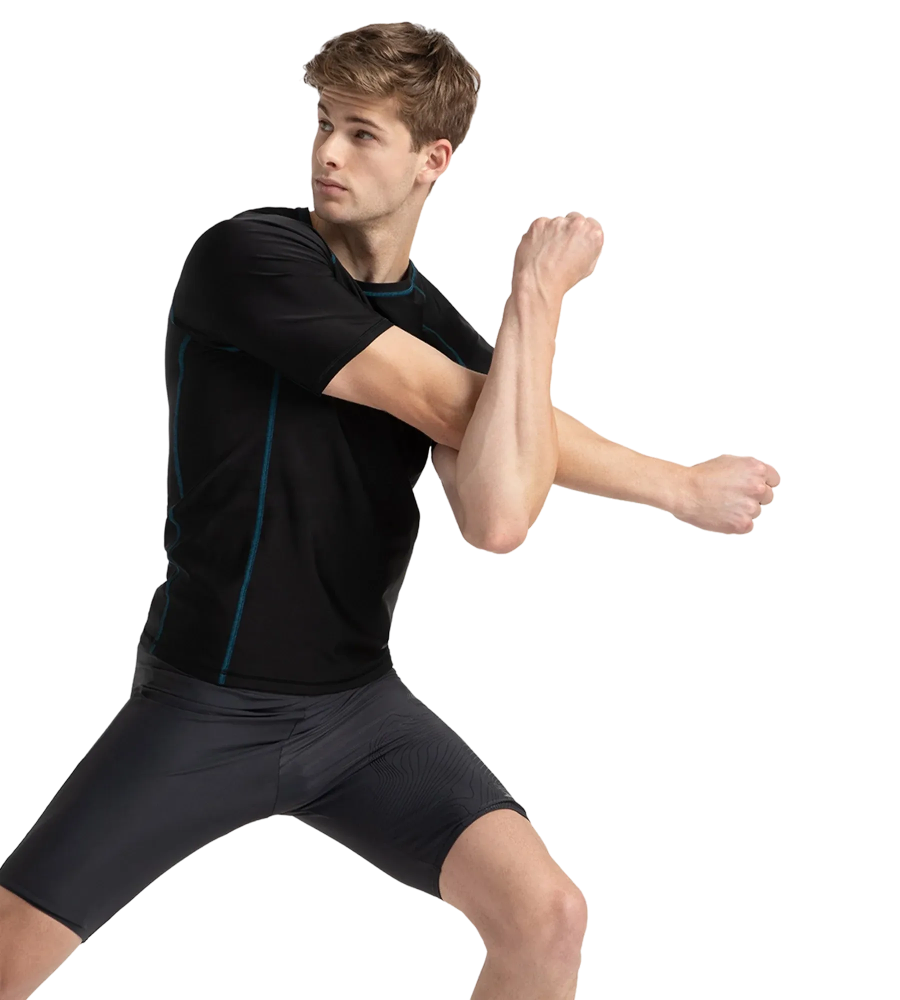 Men's Endurance 10 Short Sleeve Suntop - Black & Darkteal - Image 9