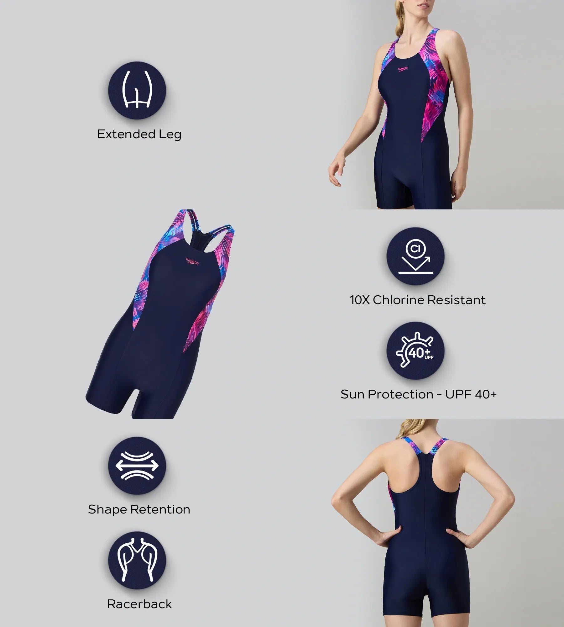 Women's Endurance10 Splice Racerback Legsuit - True Navy & Margarita Pink - Image 4