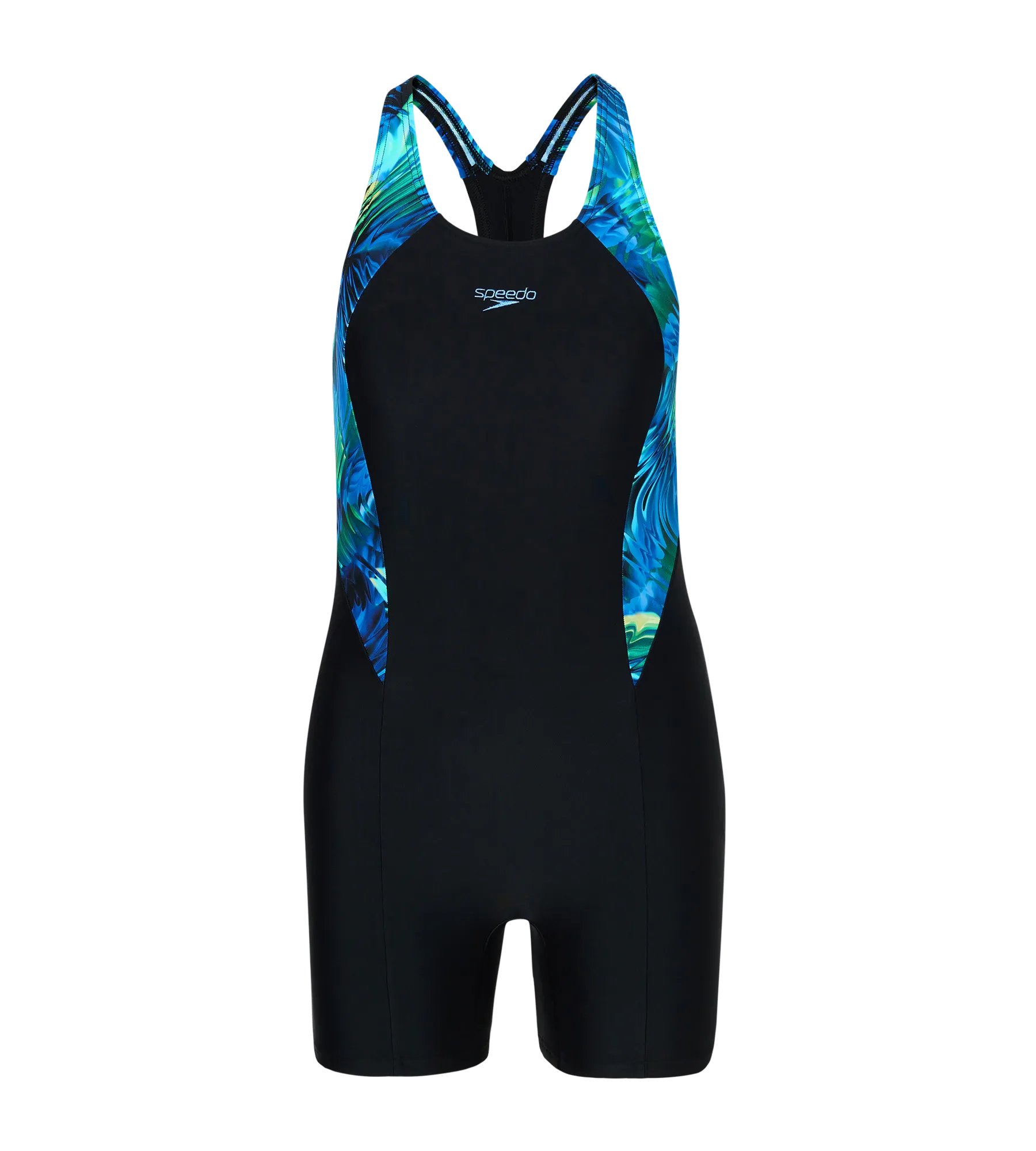 Women's Endurance10 Splice Print Racerback Legsuit - Black & Periwinkle Blue - Image 10