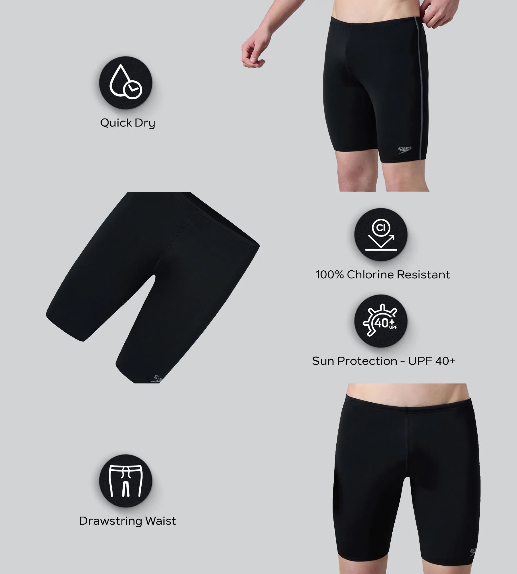 Men's Endurance+ Essential Jammer - Black & Coin Grey - Image 2