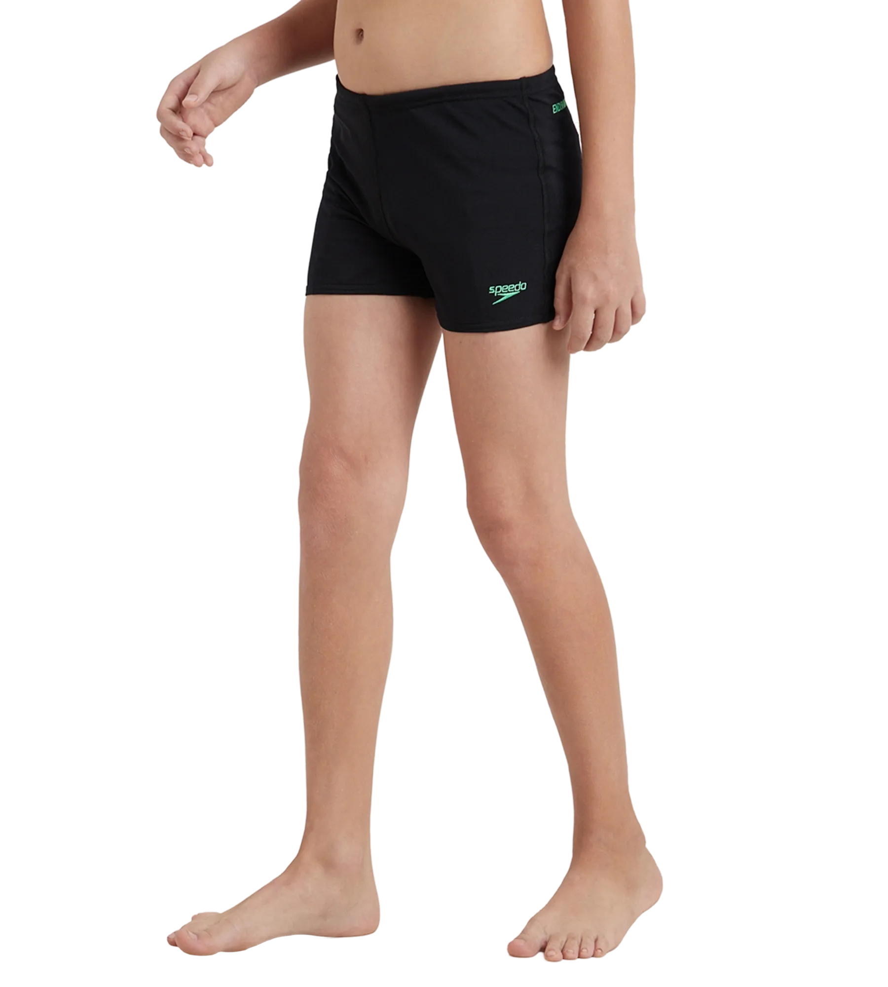 Boy's Recycled Endurance+ Quick Dry Essential Aquashort - Black & Harlequin Green - Image 3