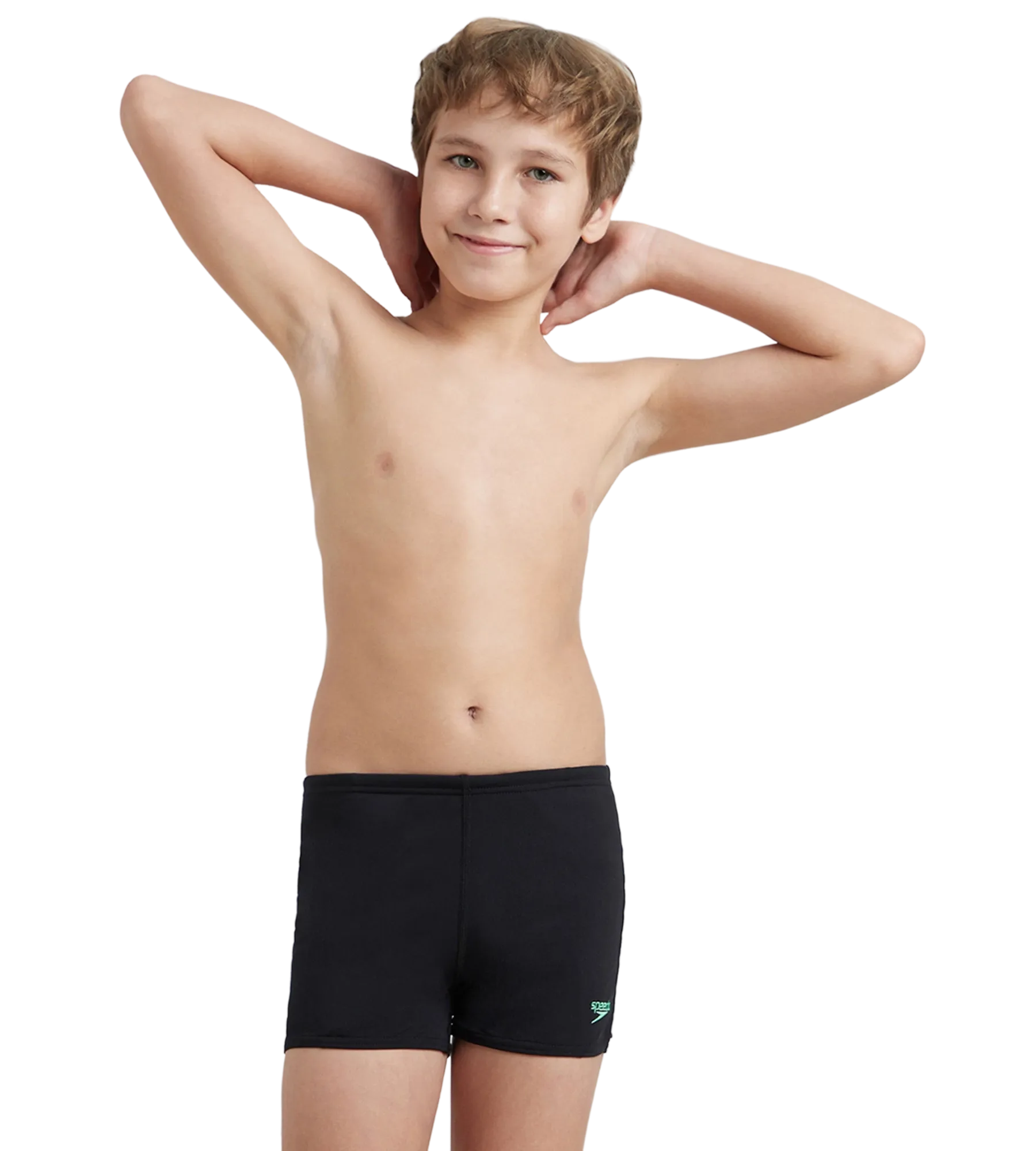 Boy's Recycled Endurance+ Quick Dry Essential Aquashort - Black & Harlequin Green - Image 6