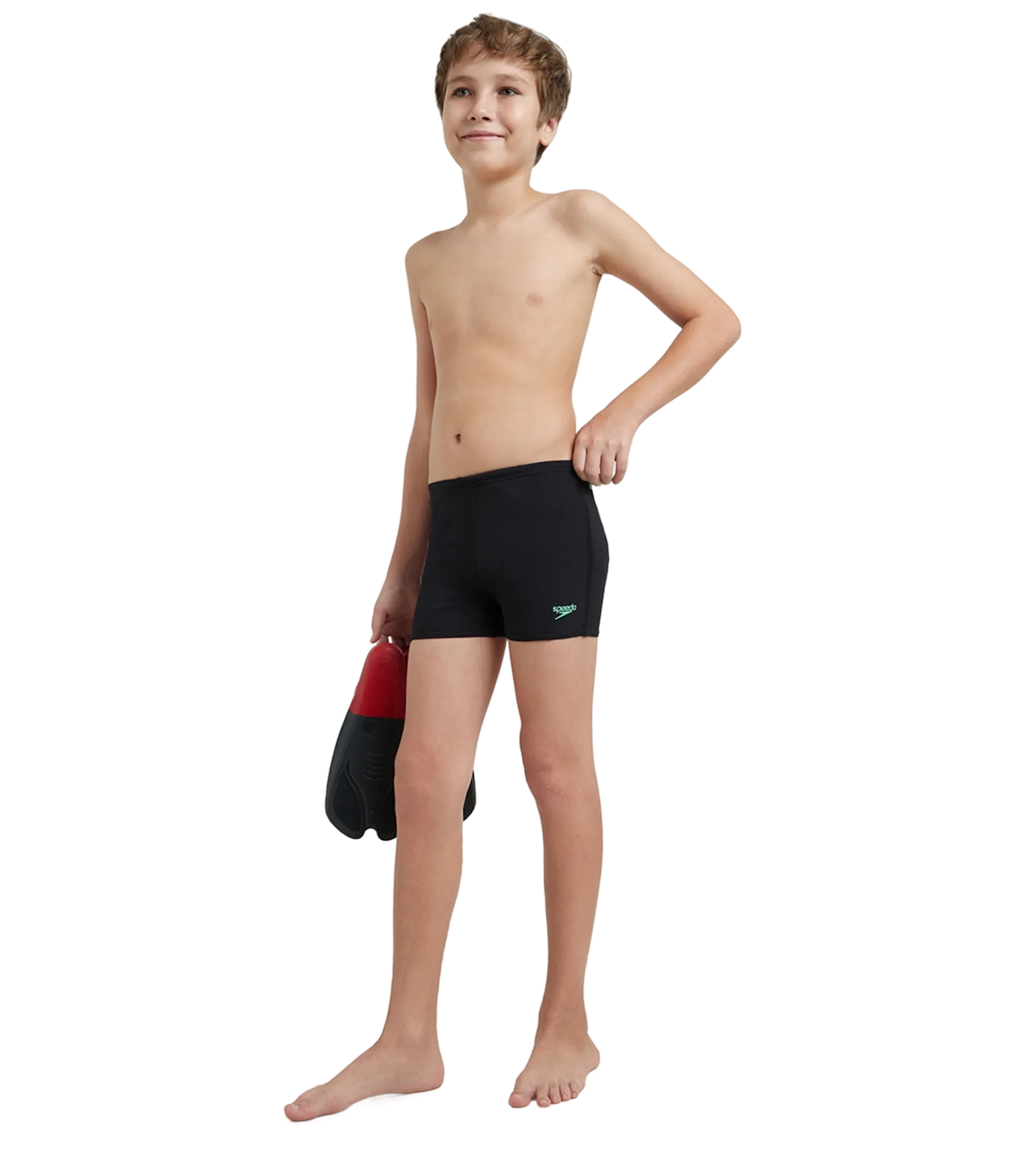 Boy's Recycled Endurance+ Quick Dry Essential Aquashort - Black & Harlequin Green - Image 7