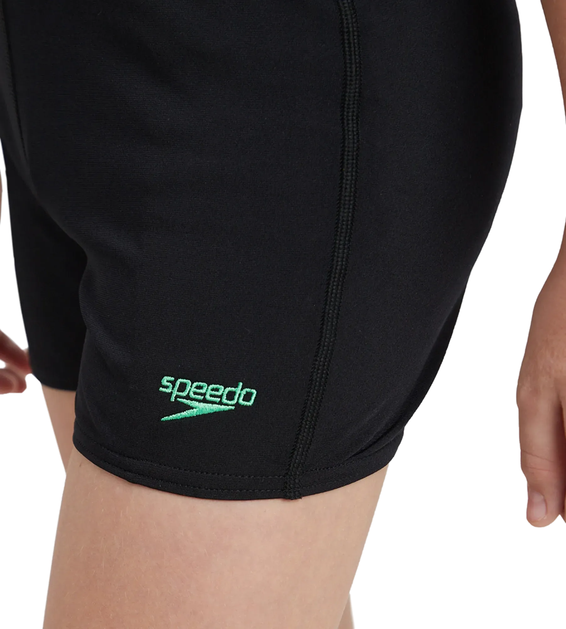 Boy's Recycled Endurance+ Quick Dry Essential Aquashort - Black & Harlequin Green - Image 9