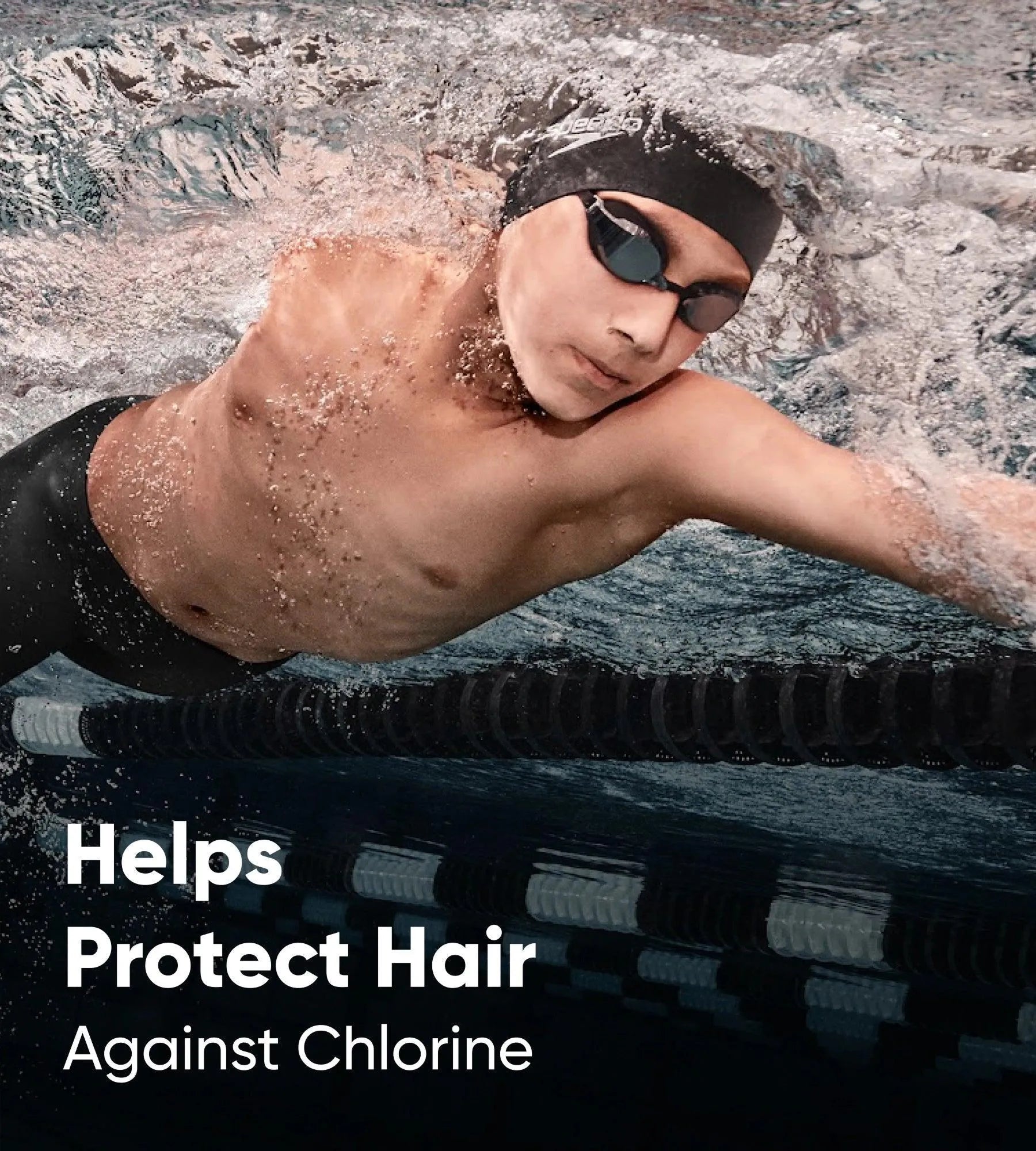Unisex Kids Long Hair Chlorine Resistant Swim Cap For Boys and Girls - Black & Green - Image 5