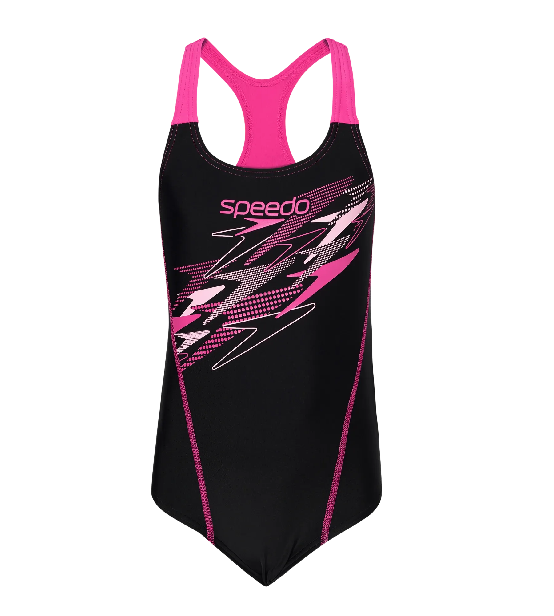 Gir's Endurance10 Medley Print Muscleback V-Cut One Piece Swimsuit - Black & Margarita Pink - Image 10