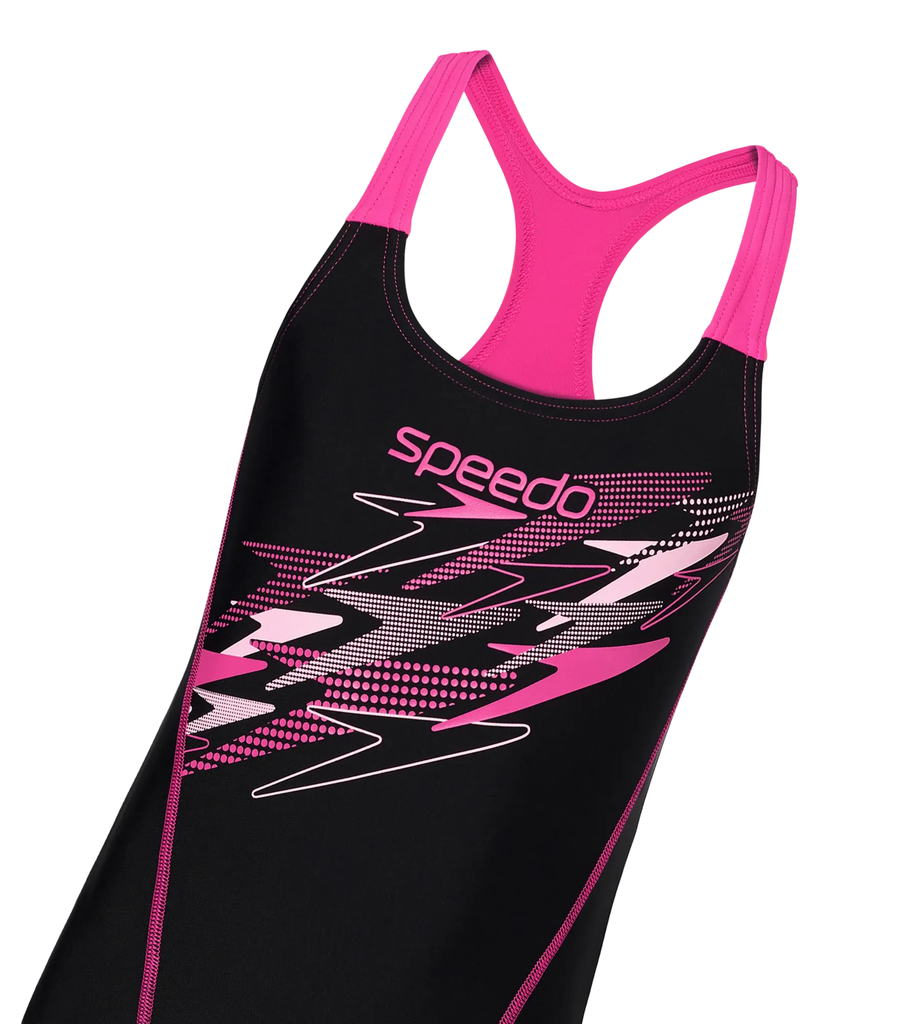 Gir's Endurance10 Medley Print Muscleback V-Cut One Piece Swimsuit - Black & Margarita Pink - Image 11
