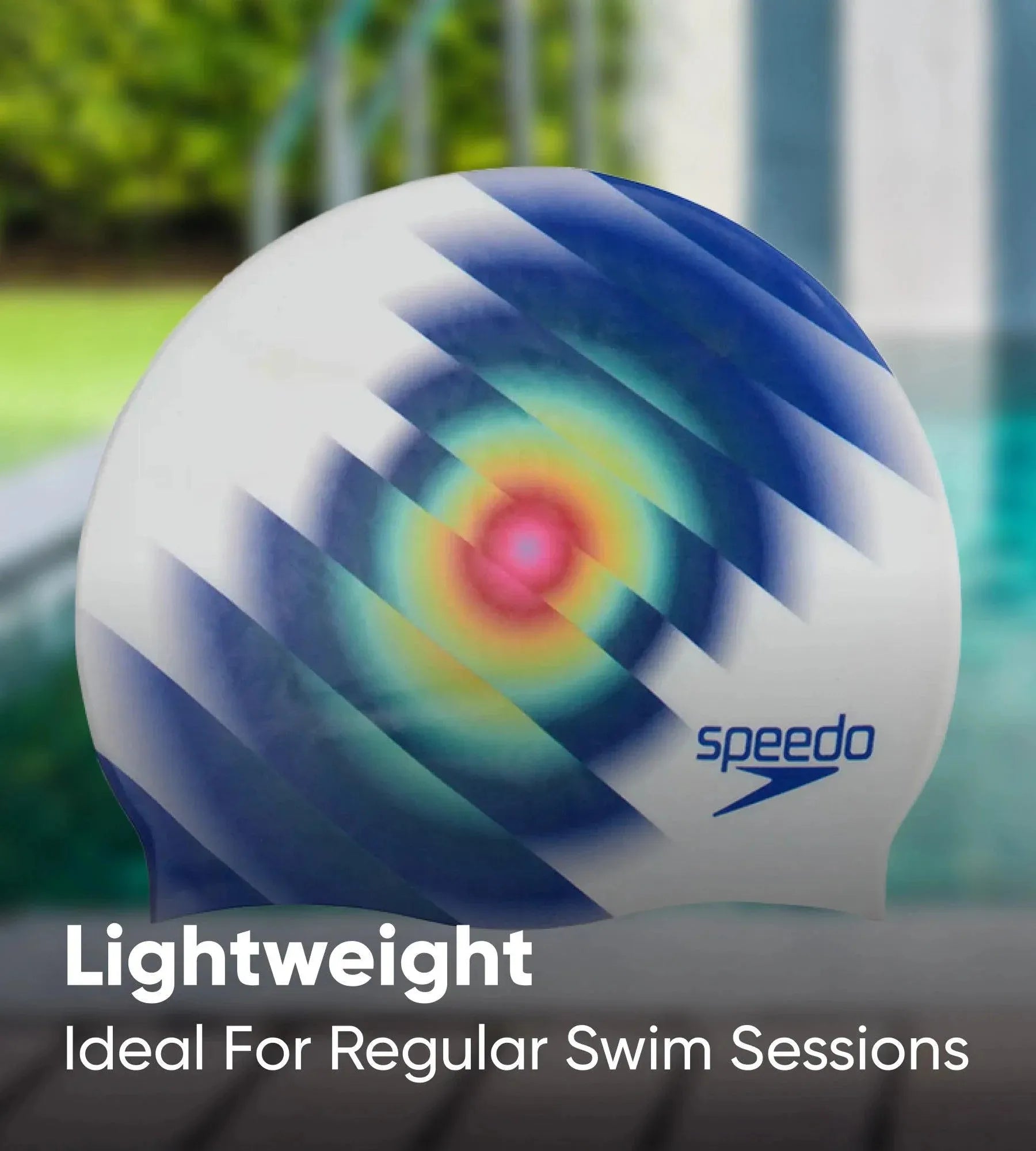 Unisex Digital Printed Swim Cap For Men and Women - White & Blue - Image 12