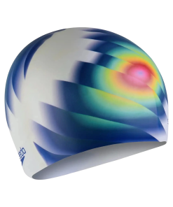 Unisex Digital Printed Swim Cap For Men and Women - White & Blue