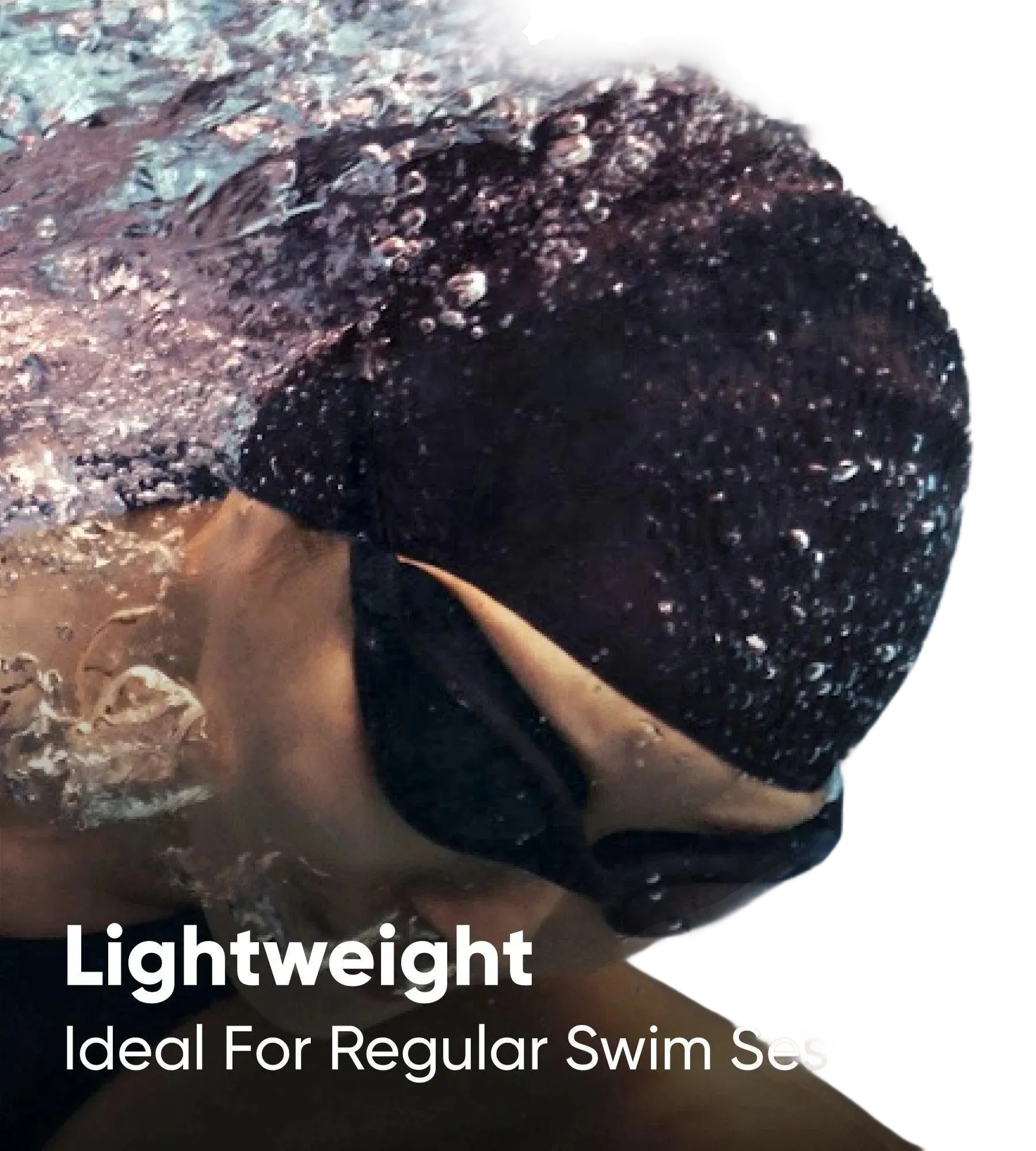 Unisex Adult Bubble Active+ Swim Cap For Men and Women - Black - Image 2
