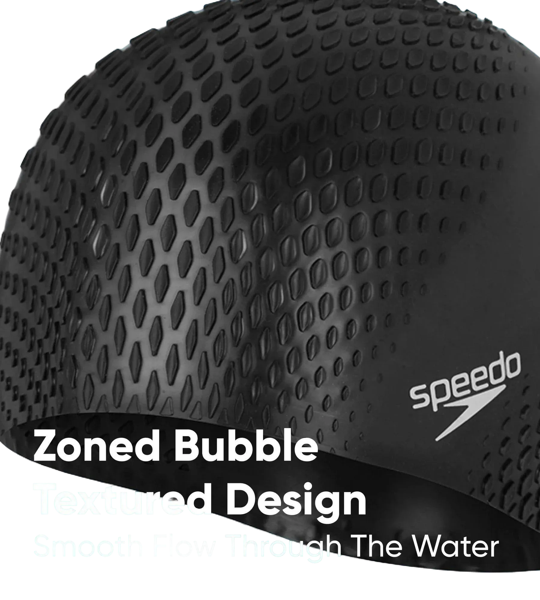 Unisex Adult Bubble Active+ Swim Cap For Men and Women - Black - Image 6