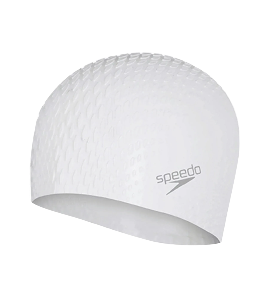 Unisex Bubble Active+ Swim Cap For Men and Women - White