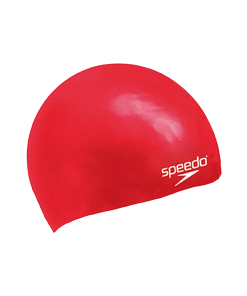 Unisex Kids Moulded Silicone Chlorine Resistant Swim Cap For Boys and Girls - Red