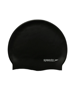 Unisex Flat Silicone Swim Cap For Men and Women - Black