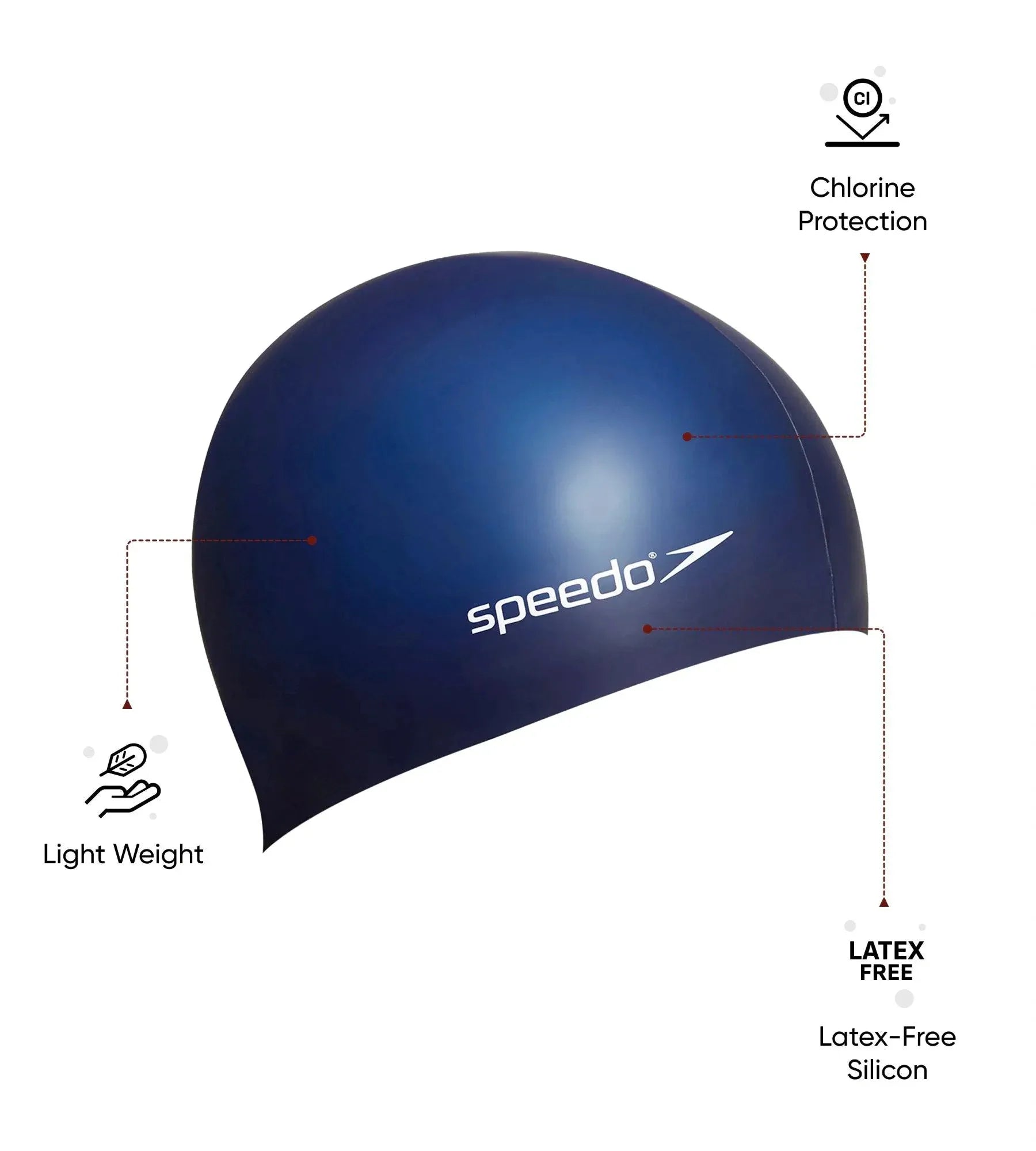 Unisex Flat Silicone Swim Cap For Men and Women - Navy - Image 2