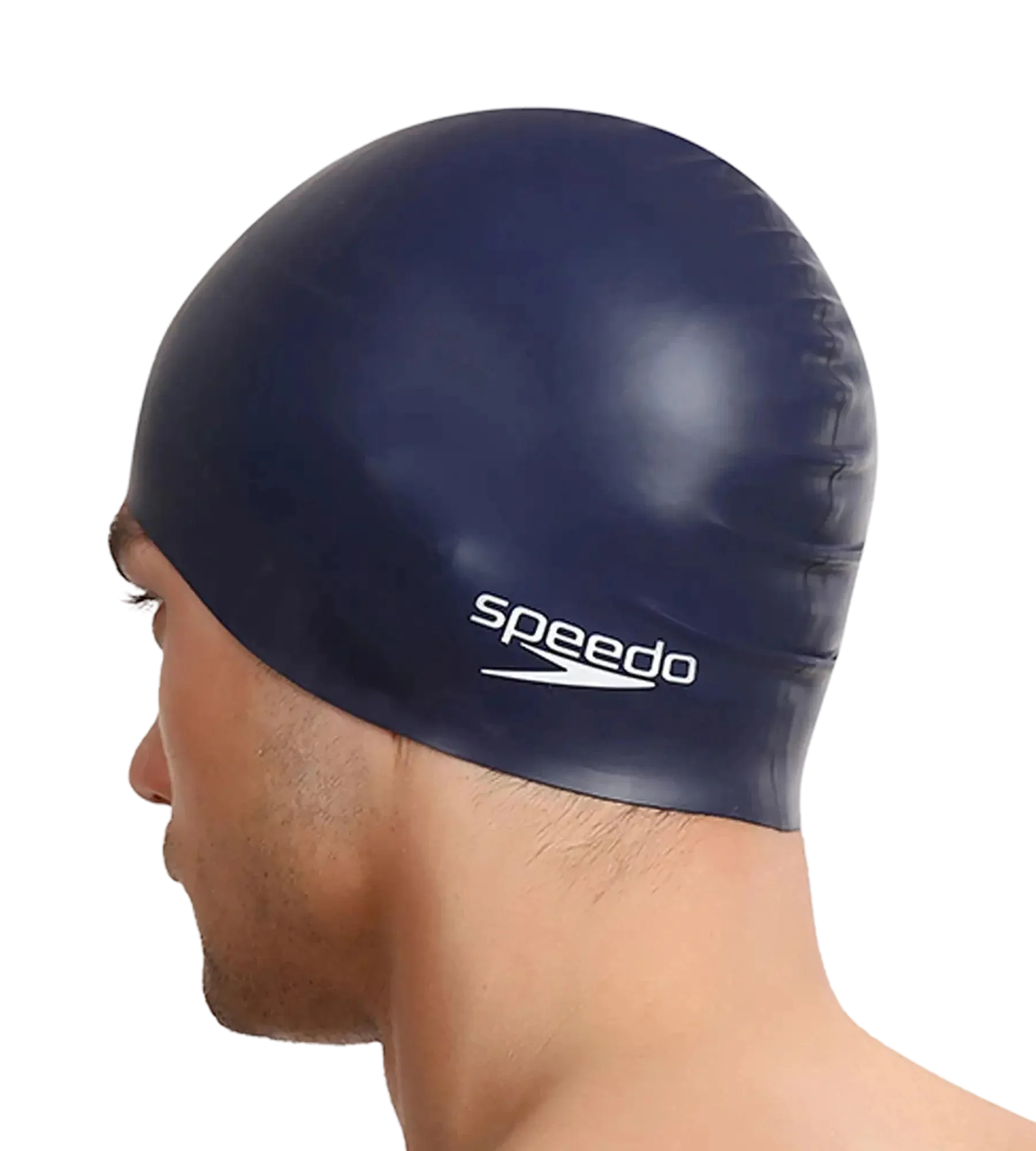 Unisex Flat Silicone Swim Cap For Men and Women - Navy - Image 3