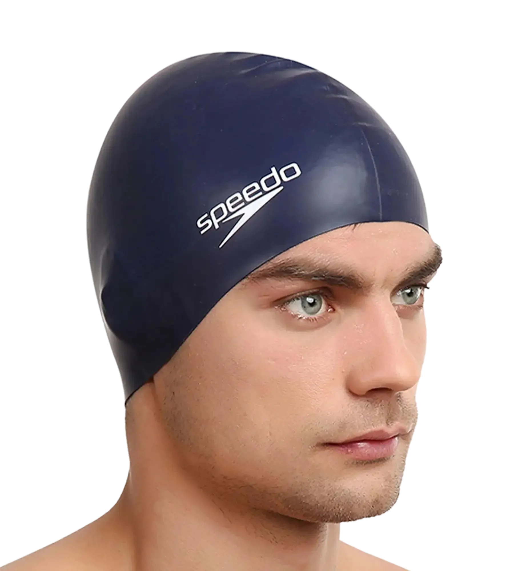 Unisex Flat Silicone Swim Cap For Men and Women - Navy - Image 4