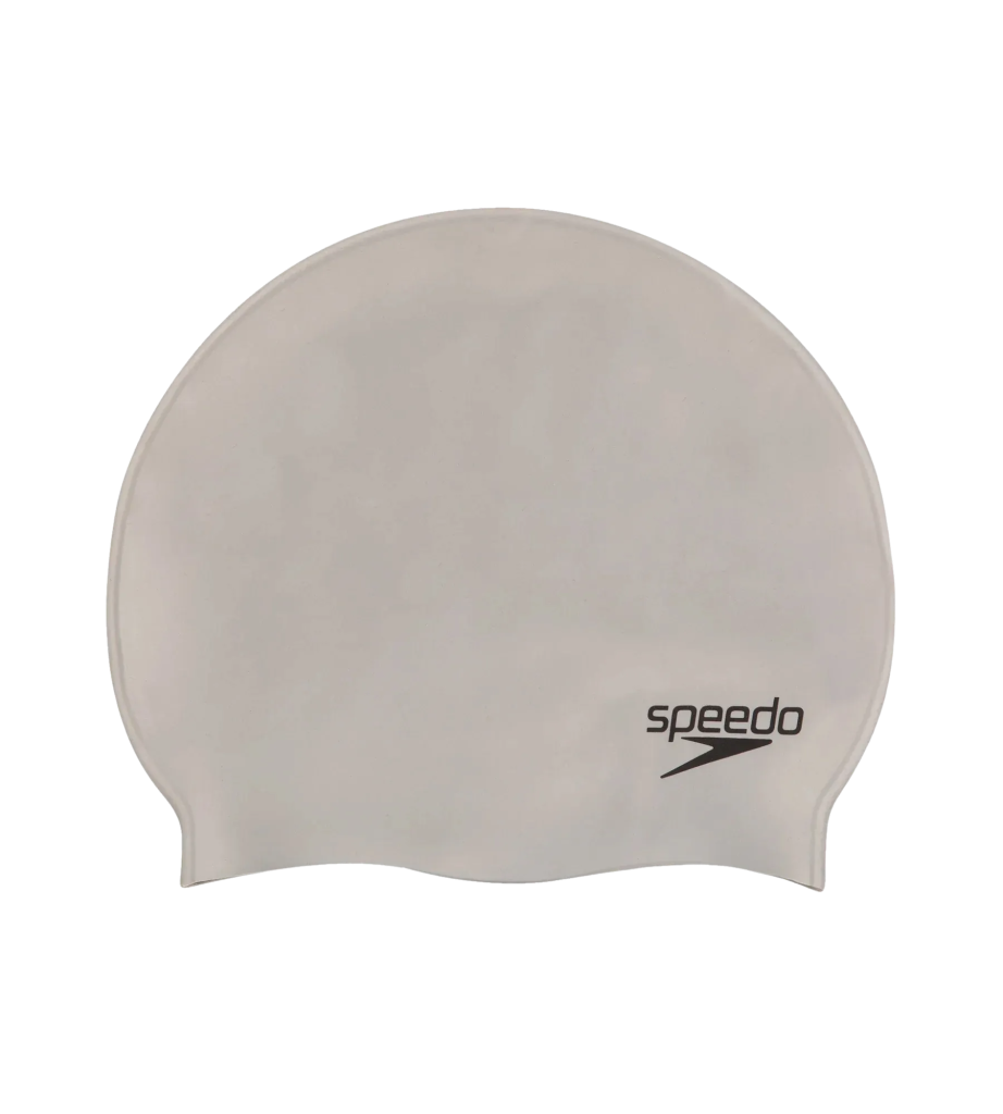 Unisex Flat Silicone Swim Cap For Men and Women - Silver