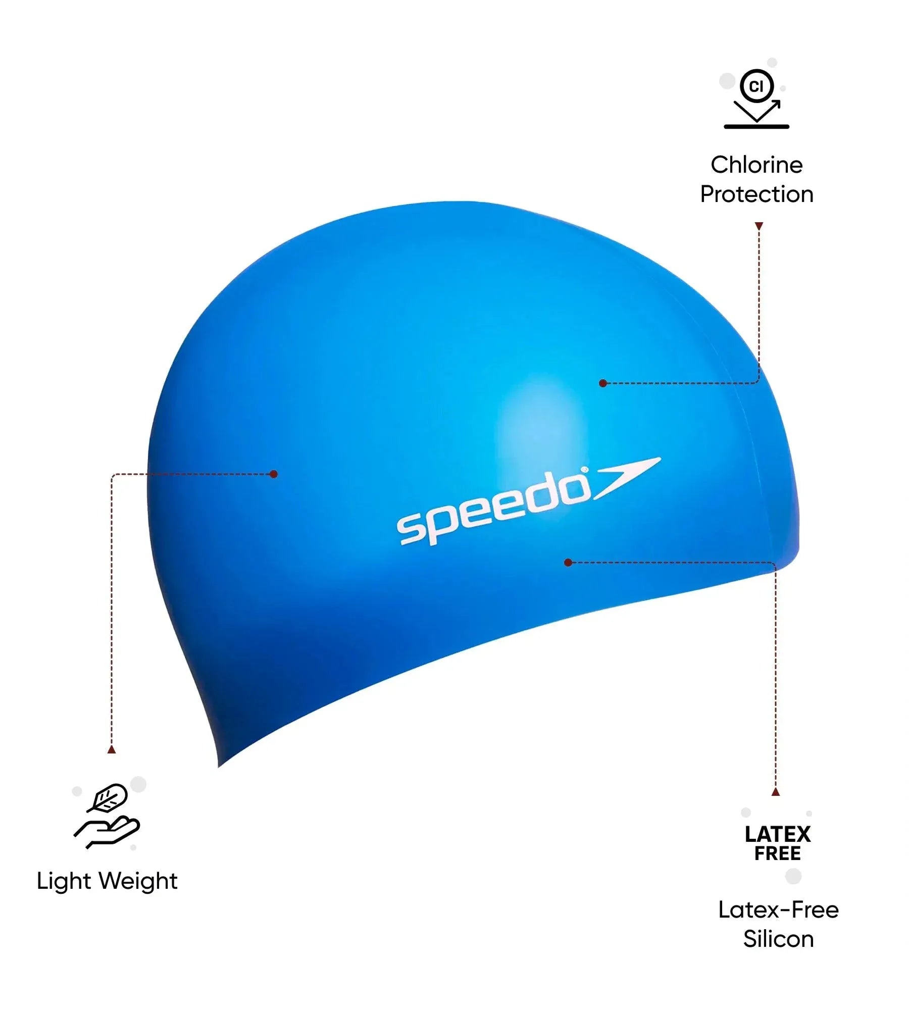 Unisex Kids Flat Silicone Swim Caps - Assorted Colours - Image 2