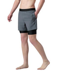 Men's 4 Way Comfort Stretch Volley Watershorts With Built In Jammer - Grey Lead & Anthracite