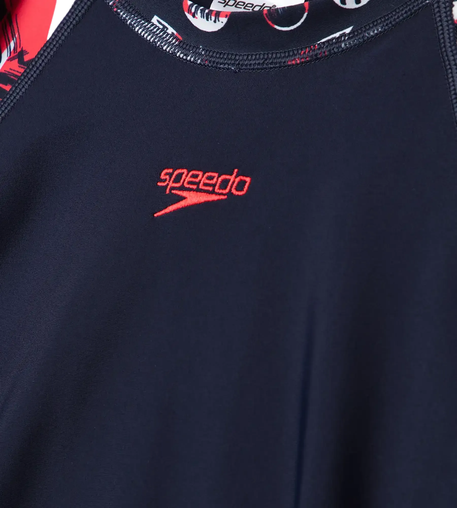 Boy's Endurance 10 Glitchamp Long Sleeve Suntop - True Navy & Lava Red - Image 20