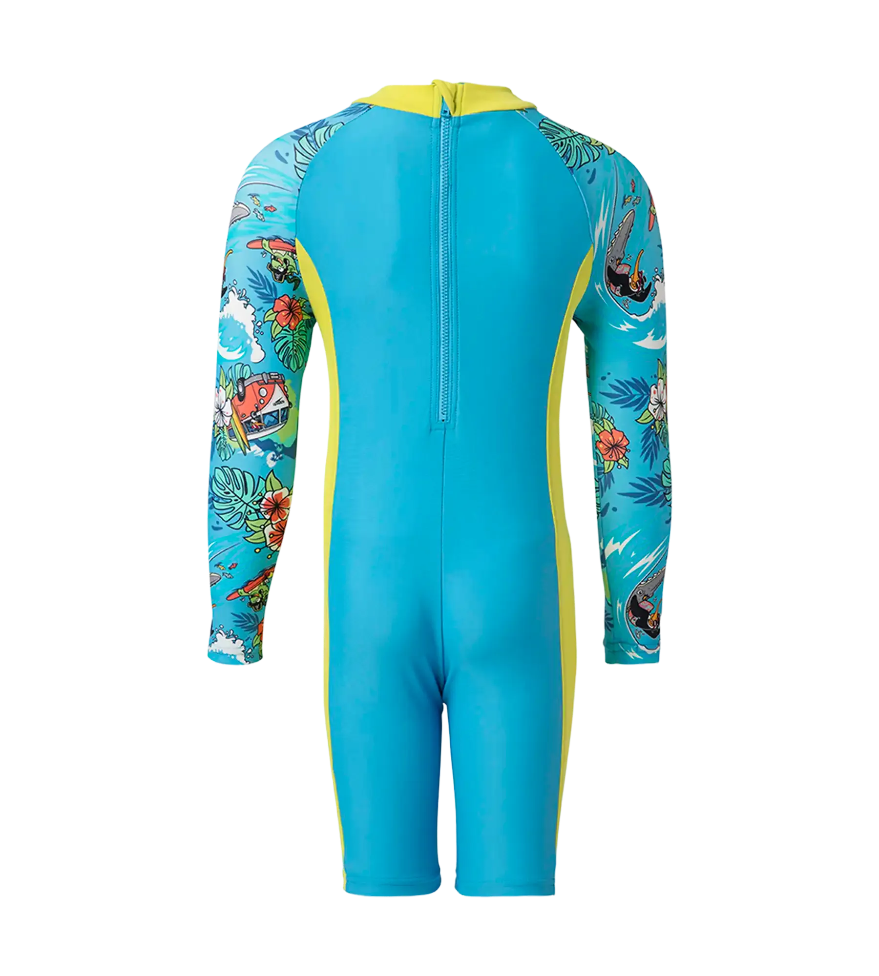 Girl's Endura Brite All In One Kneesuit - Picton Blue. Hyper Yellow & White - Image 4