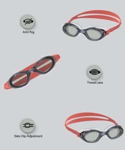 Unisex Kids Futura Hydrospex Anti Fog Coated Lens Swim Goggles For Boys and Girls - Black & Glacier Grey