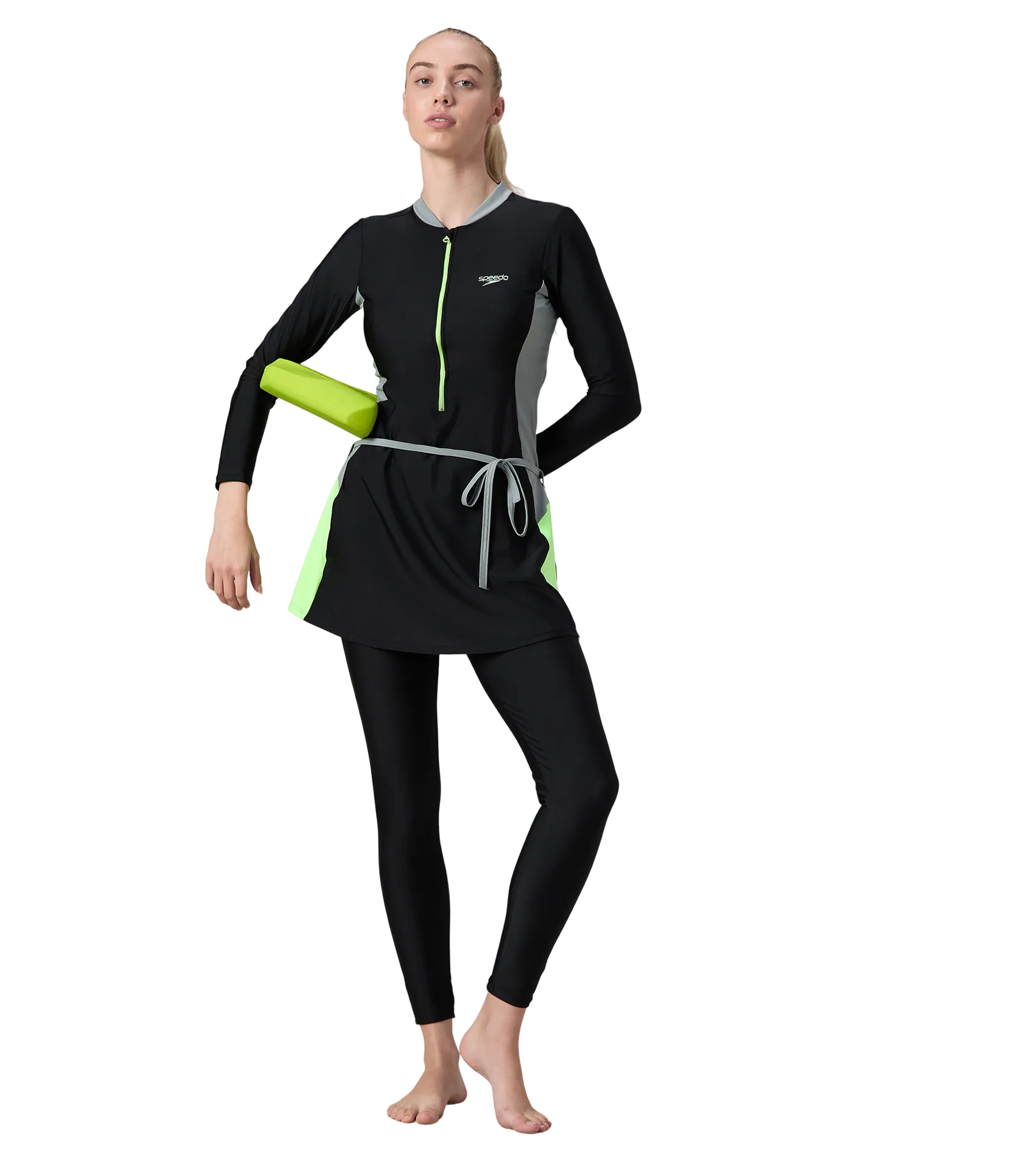 Women's Endurance10 Two Piece Closedback Full Body Suit - Black. Monument & Pale Clover - Image 6