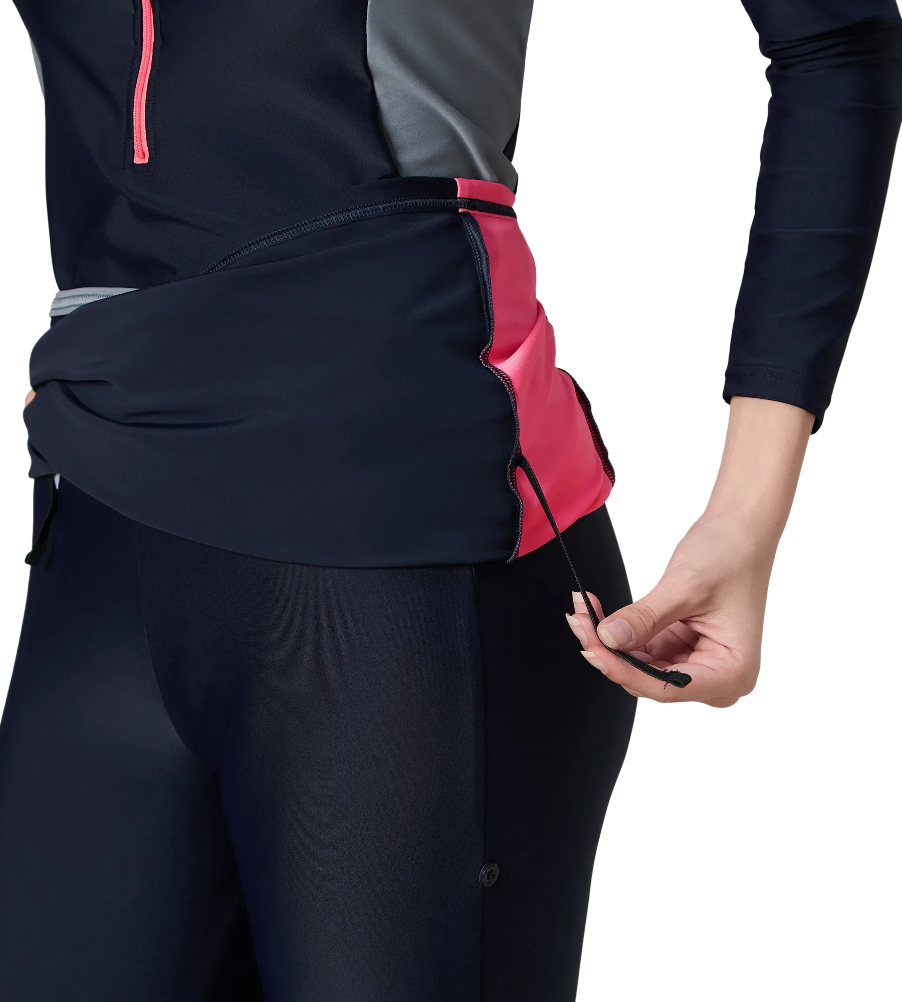 Women's Endurance10 Two Piece Closedback Full Body Suit - Navy. Coin Grey & Pink Lemonade - Image 11