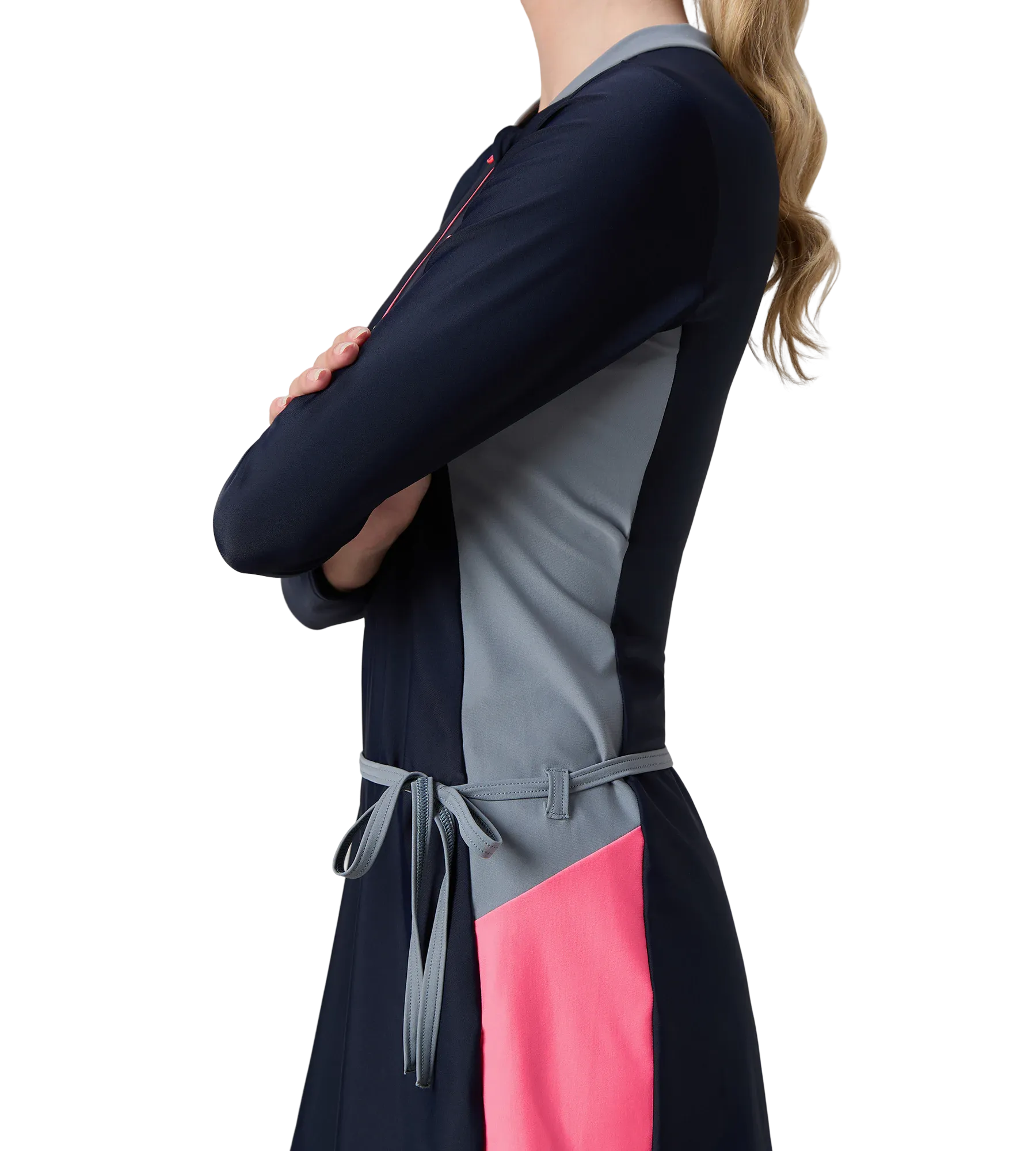Women's Endurance10 Two Piece Closedback Full Body Suit - Navy. Coin Grey & Pink Lemonade - Image 9
