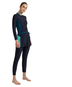 Women's Endurance10 Two Piece Closedback Full Body Suit - True Navy. Dark Teal & Arctic Glass