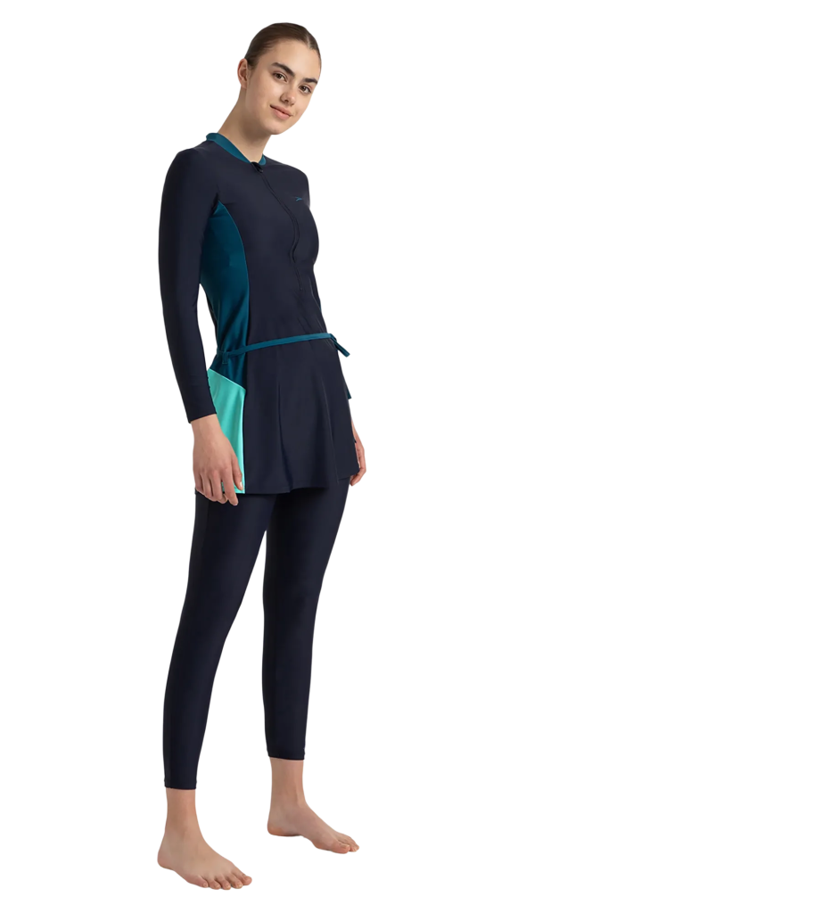 Women's Endurance10 Two Piece Closedback Full Body Suit - True Navy. Dark Teal & Arctic Glass