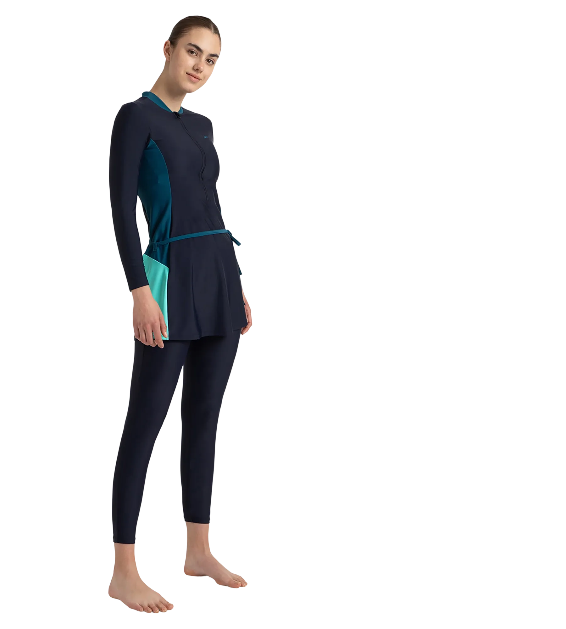 Women's Endurance10 Two Piece Closedback Full Body Suit - True Navy. Dark Teal & Arctic Glass