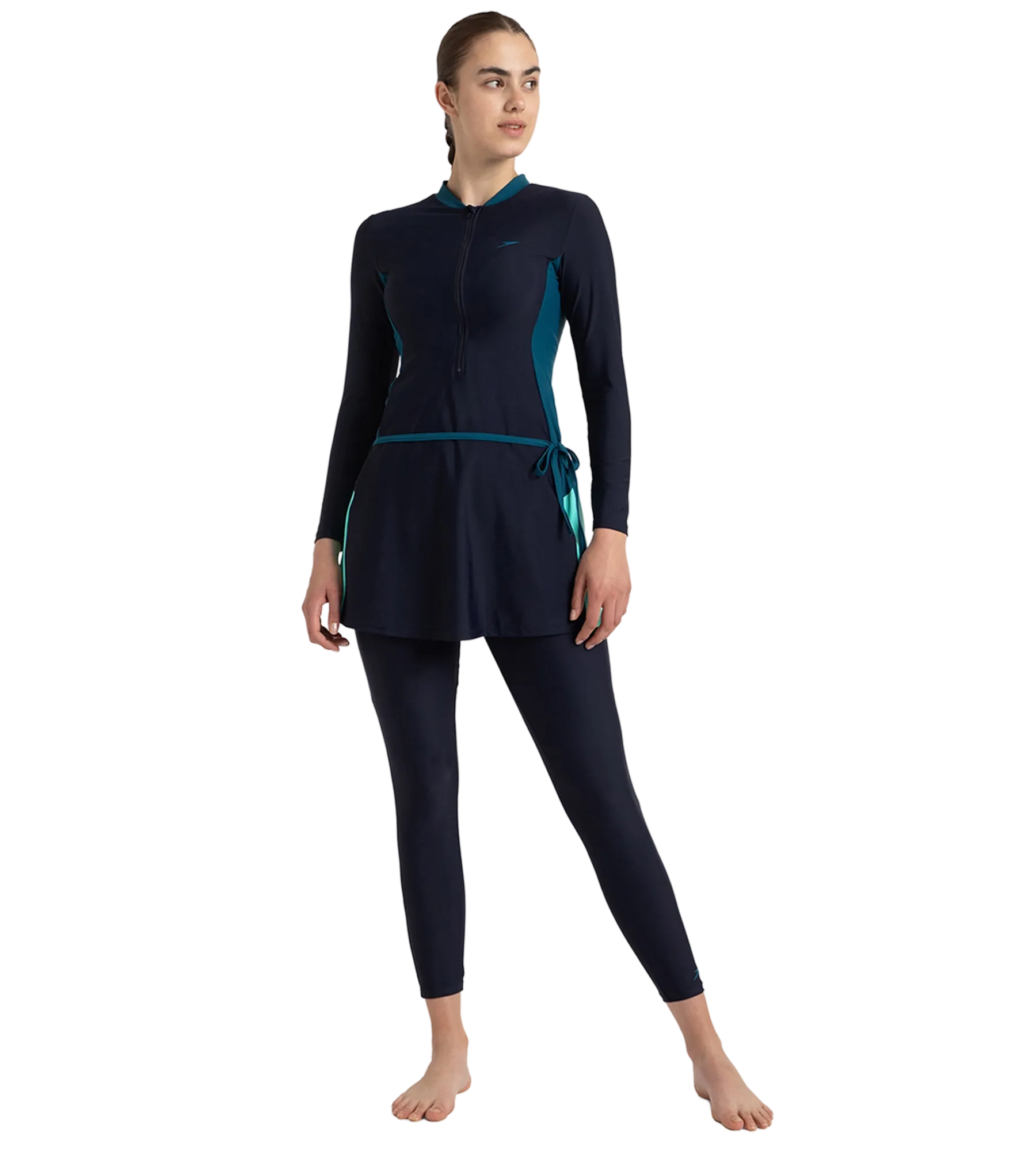 Women's Endurance10 Two Piece Closedback Full Body Suit - True Navy. Dark Teal & Arctic Glass - Image 2
