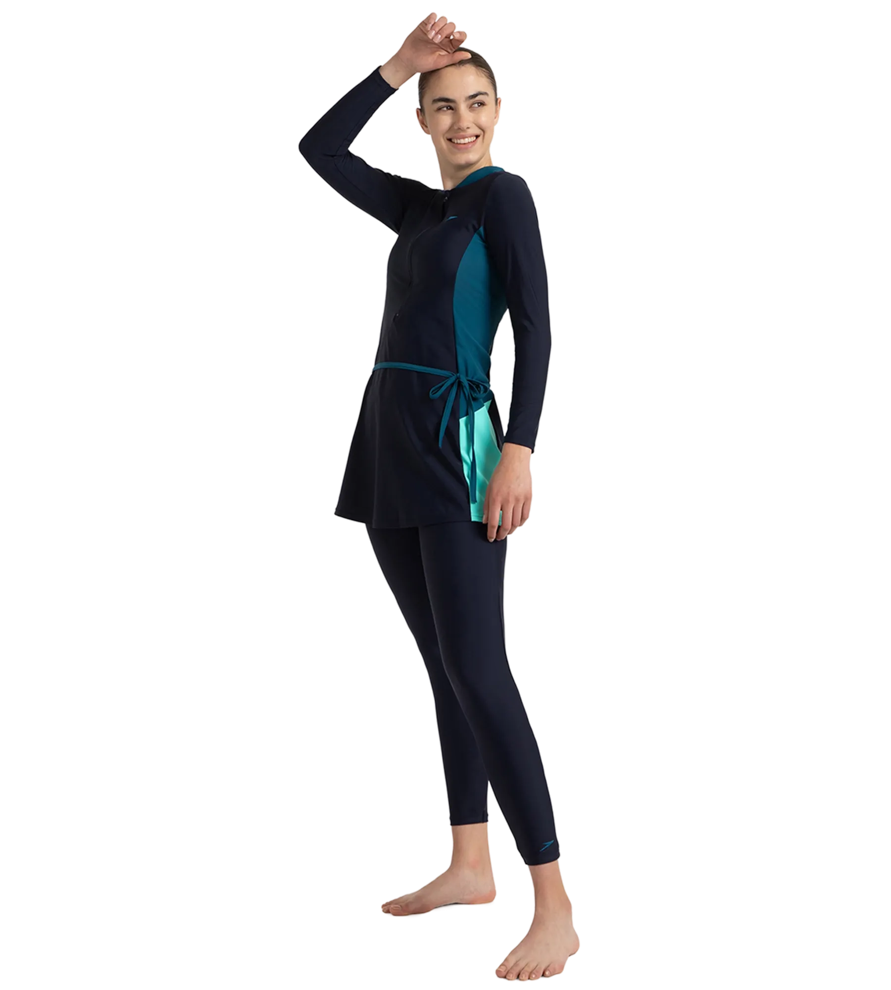 Women's Endurance10 Two Piece Closedback Full Body Suit - True Navy. Dark Teal & Arctic Glass - Image 3