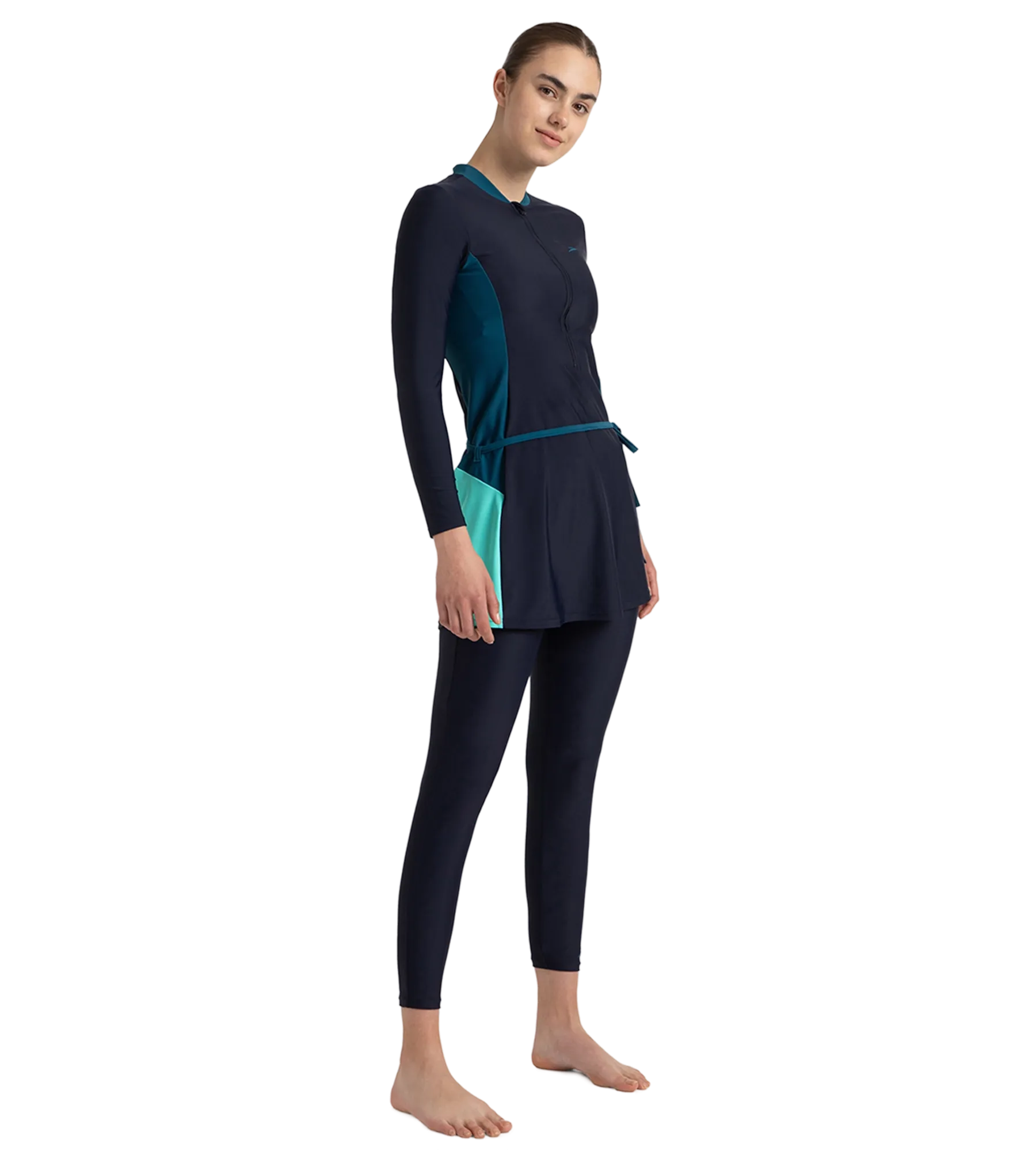 Women's Endurance10 Two Piece Closedback Full Body Suit - True Navy. Dark Teal & Arctic Glass - Image 4