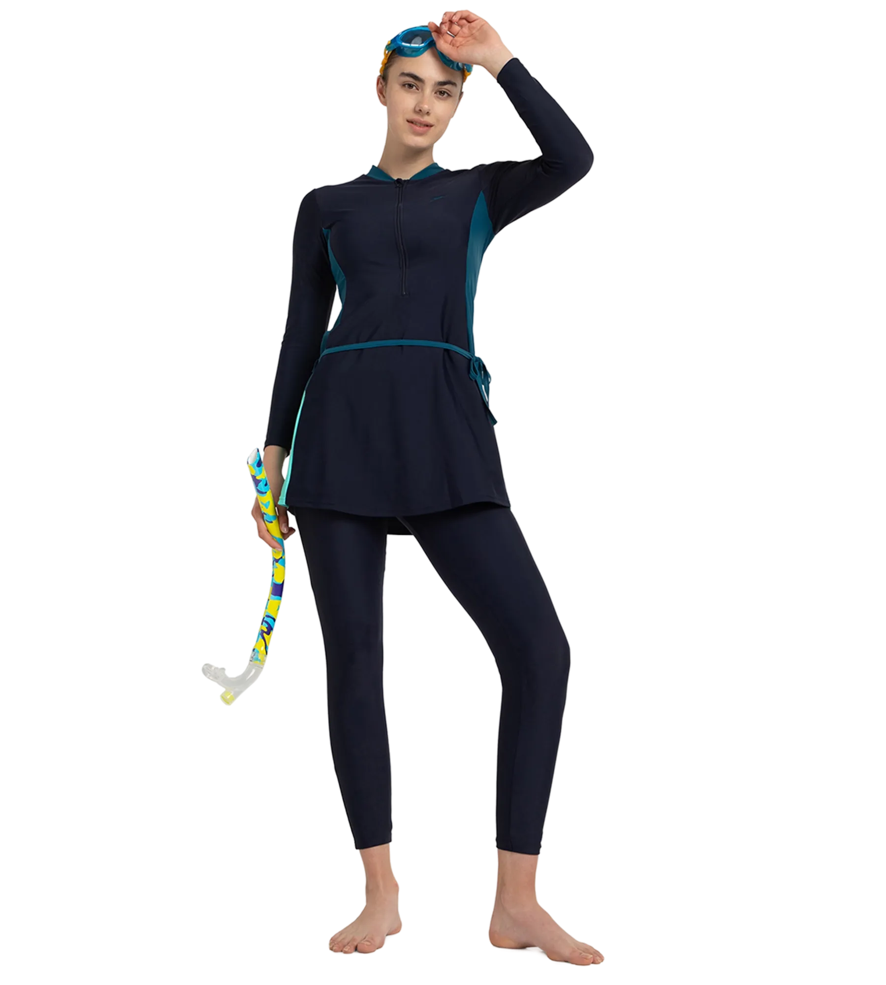 Women's Endurance10 Two Piece Closedback Full Body Suit - True Navy. Dark Teal & Arctic Glass - Image 6