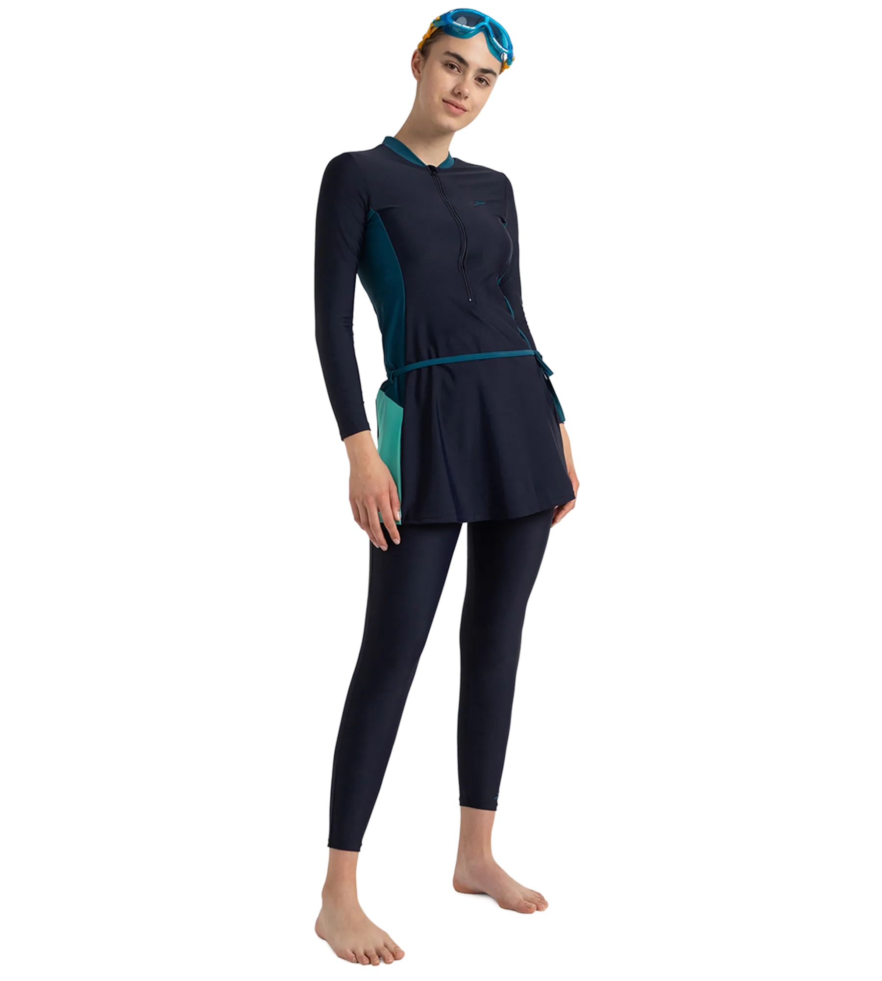 Women's Endurance10 Two Piece Closedback Full Body Suit - True Navy. Dark Teal & Arctic Glass - Image 7