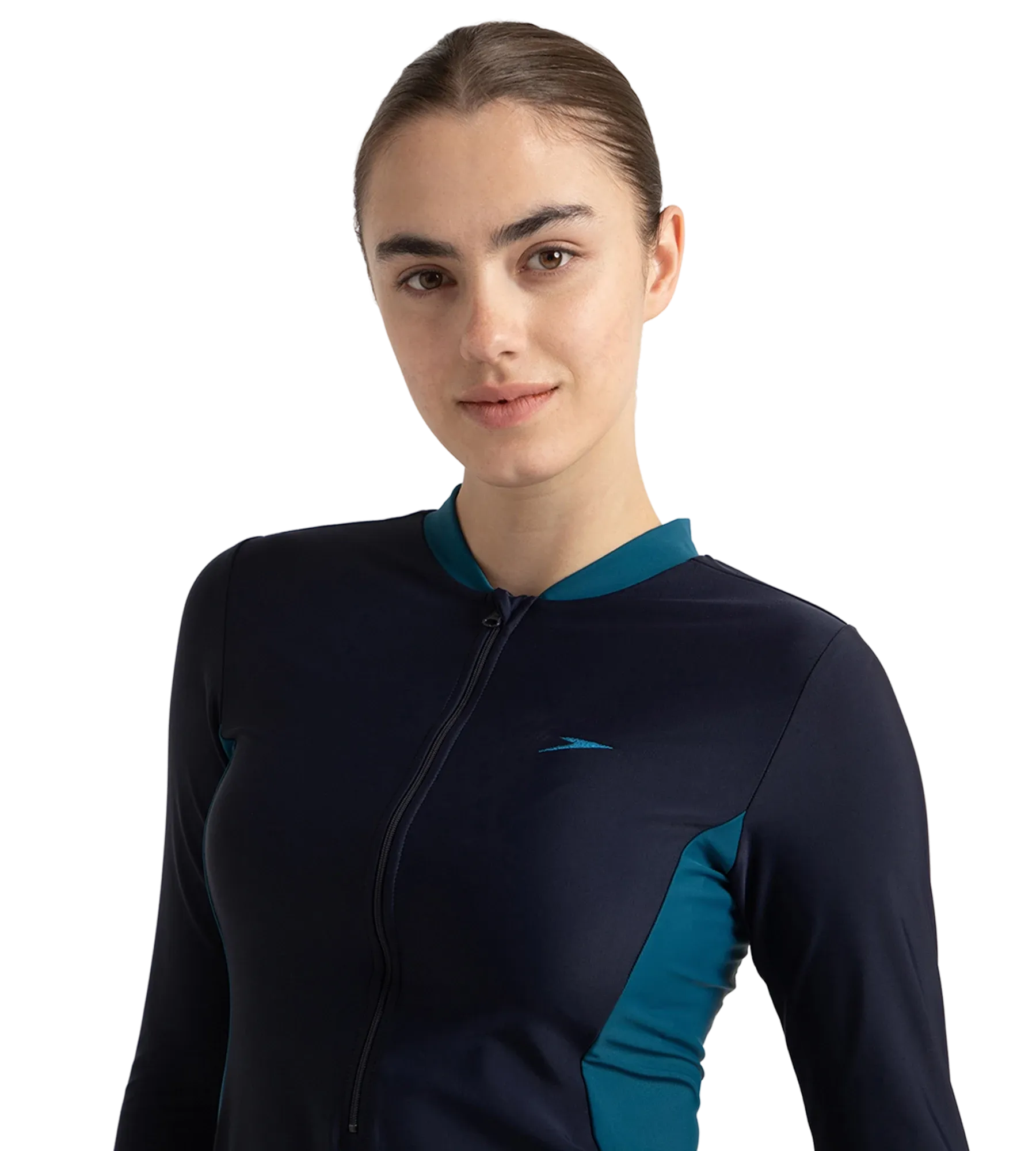 Women's Endurance10 Two Piece Closedback Full Body Suit - True Navy. Dark Teal & Arctic Glass - Image 9