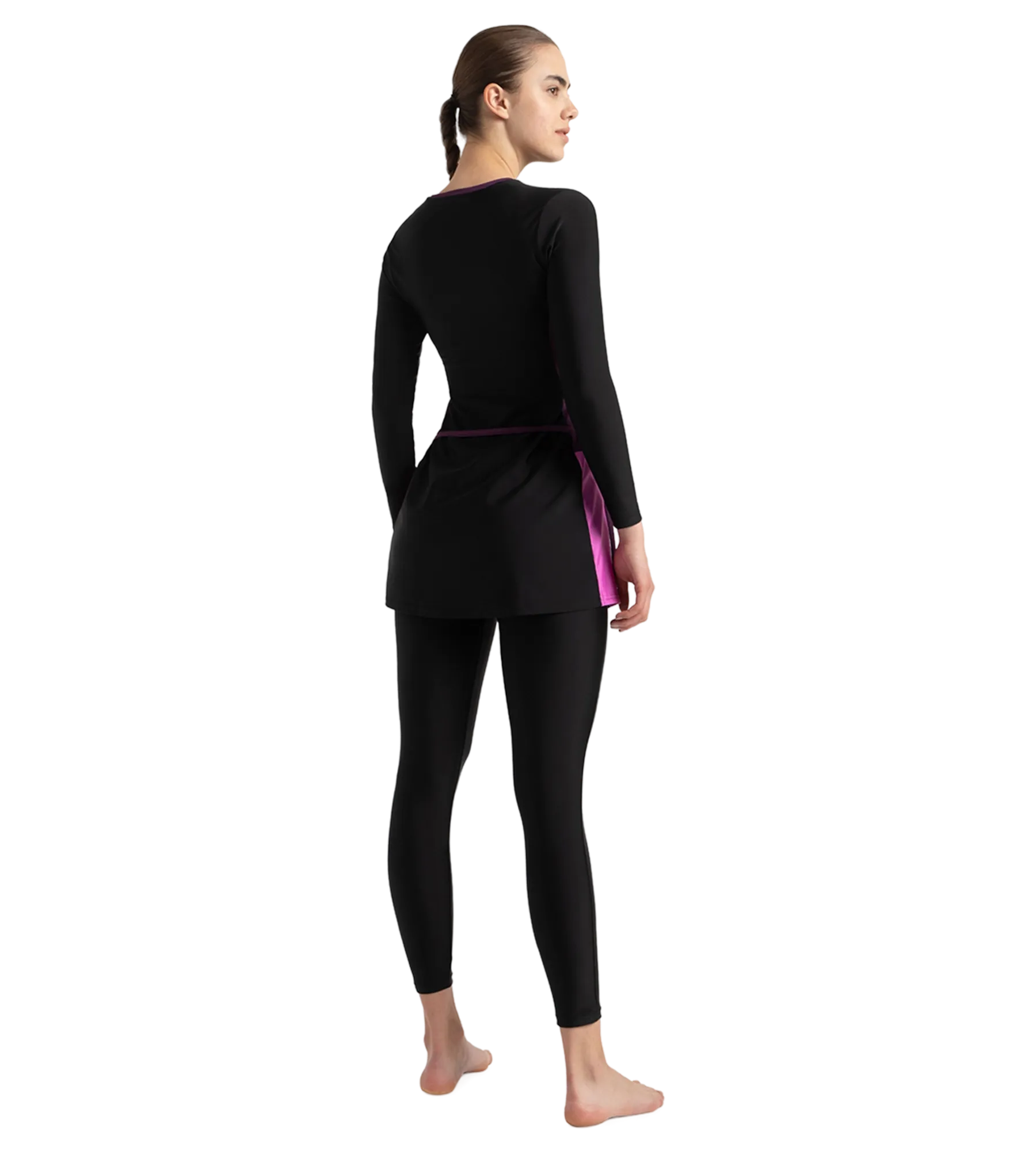 Women's Endurance10 Two Piece Closedback Full Body Suit - Black. Plum Dandy & Neon Violet - Image 5