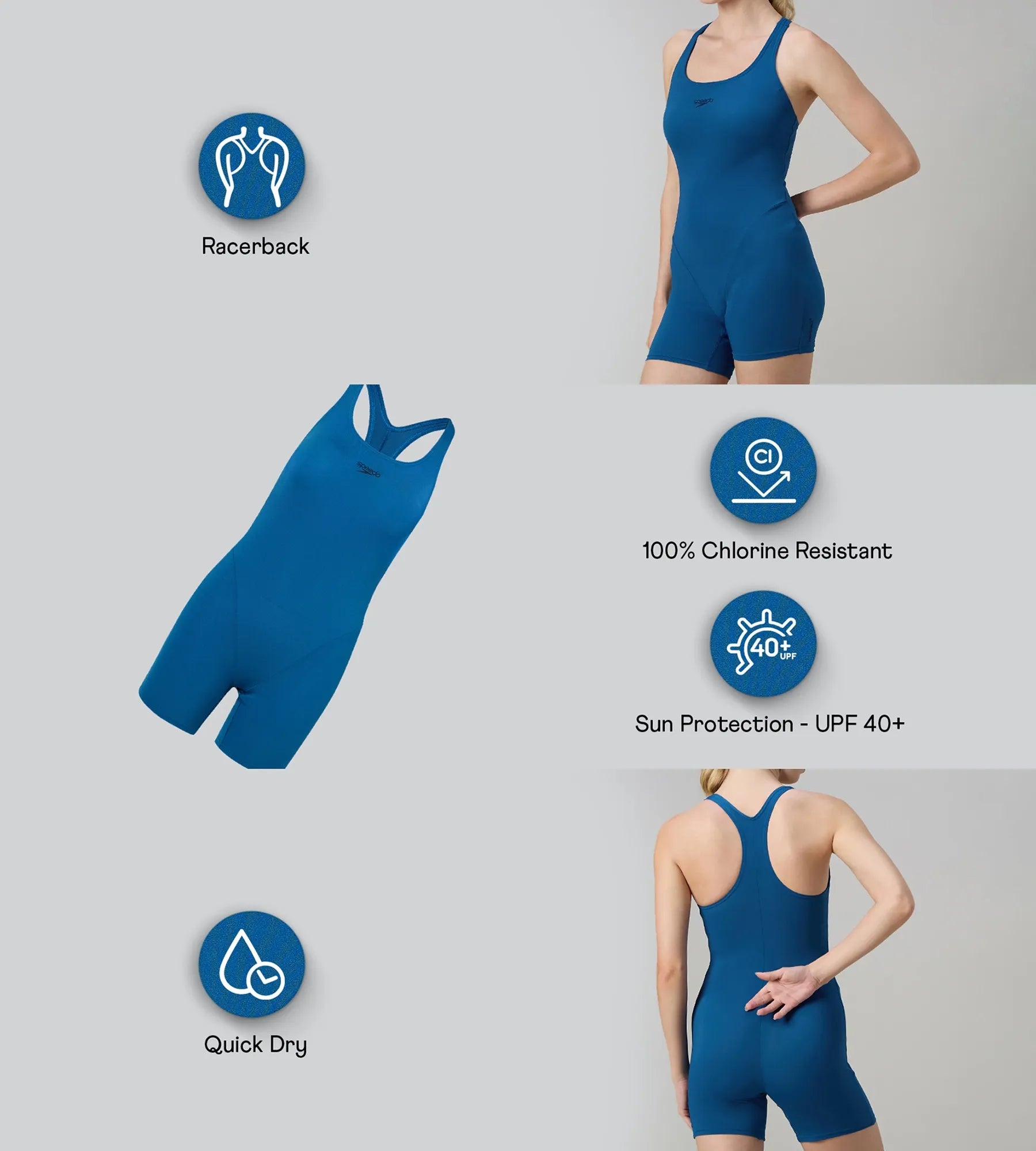 Women's Endurance+ Myrtle Racerback Legsuit - Aegean Denim & True Navy - Image 2
