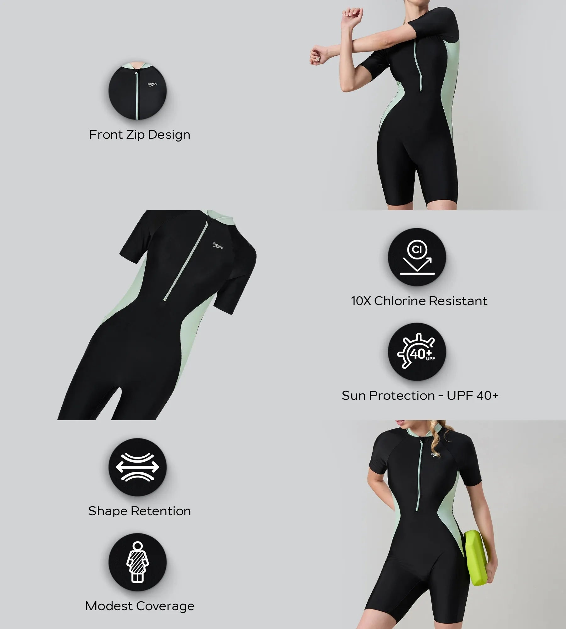 Women's Endurance10 Essential Panel Closedback Kneesuit - Black & Pale Adventure - Image 2