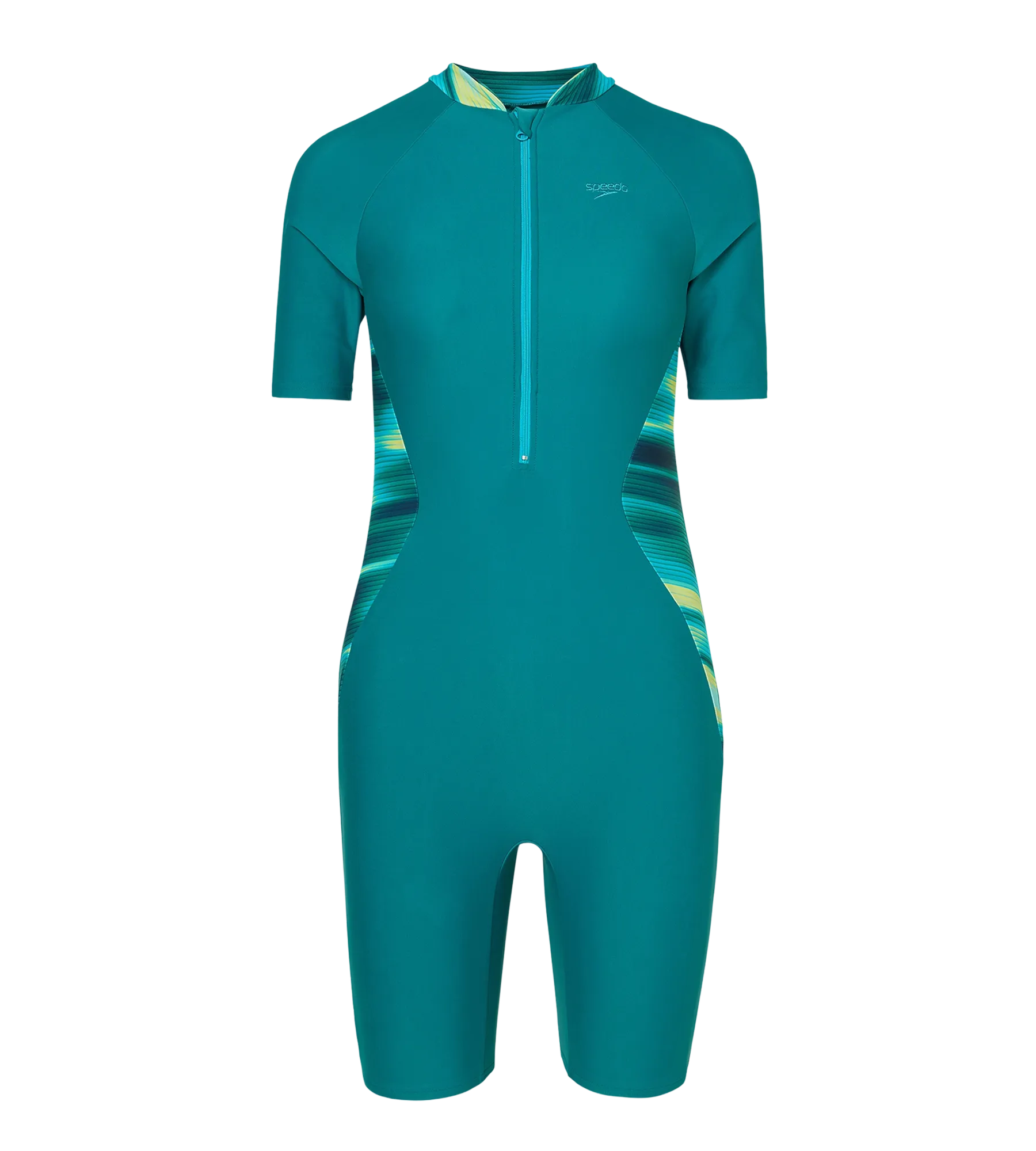 Women's Endurance10 Essential Splice Print Closedback Kneesuit - Kai Green & Mayan Blue - Image 9