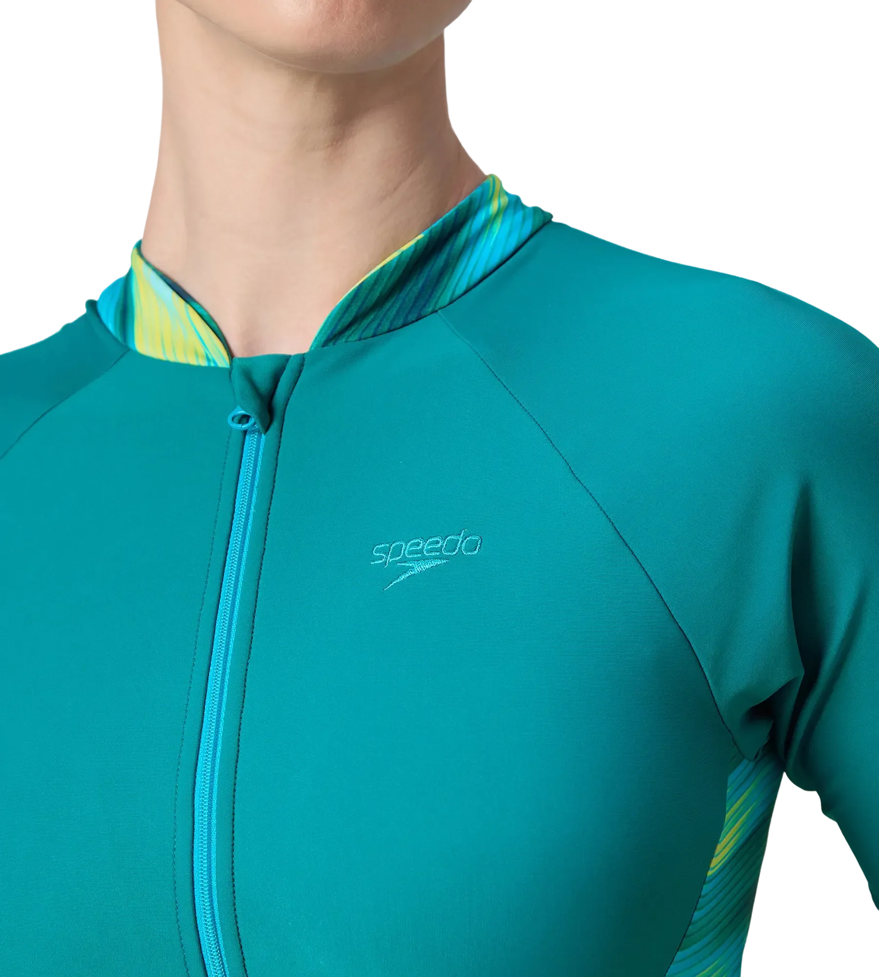 Women's Endurance10 Essential Splice Print Closedback Kneesuit - Kai Green & Mayan Blue - Image 8