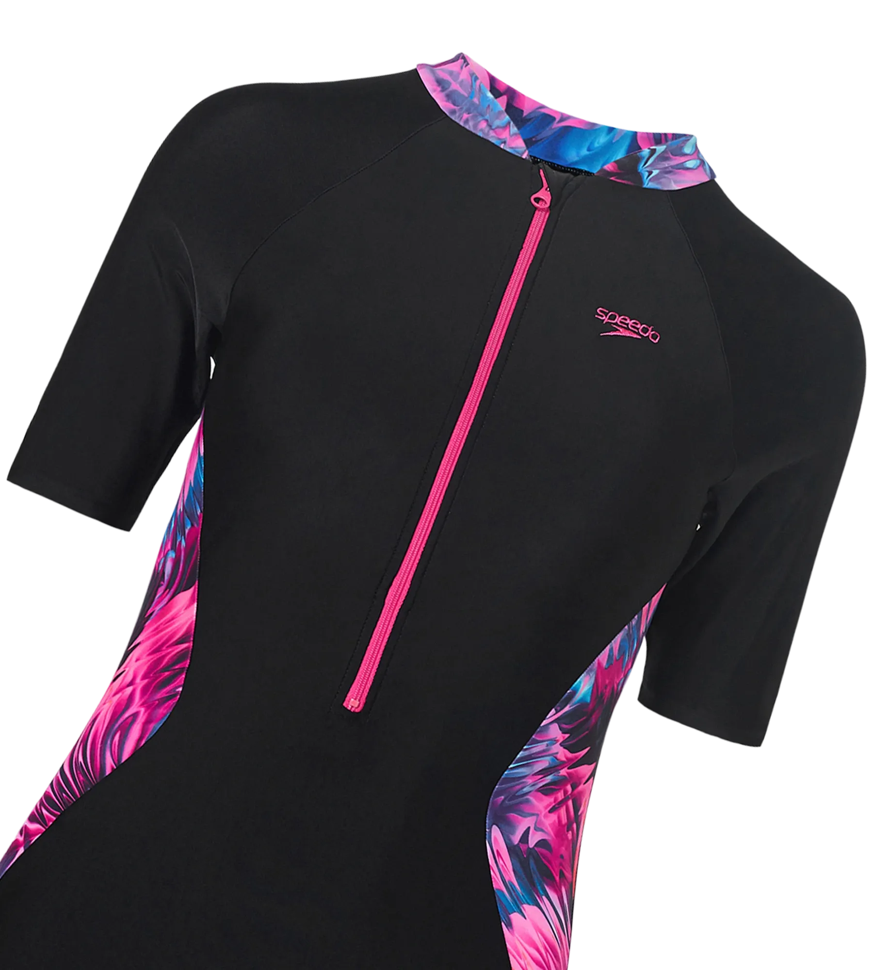 Women's Endurance10 Essential Splice Print Closedback Kneesuit - Black & Margarita Pink - Image 10
