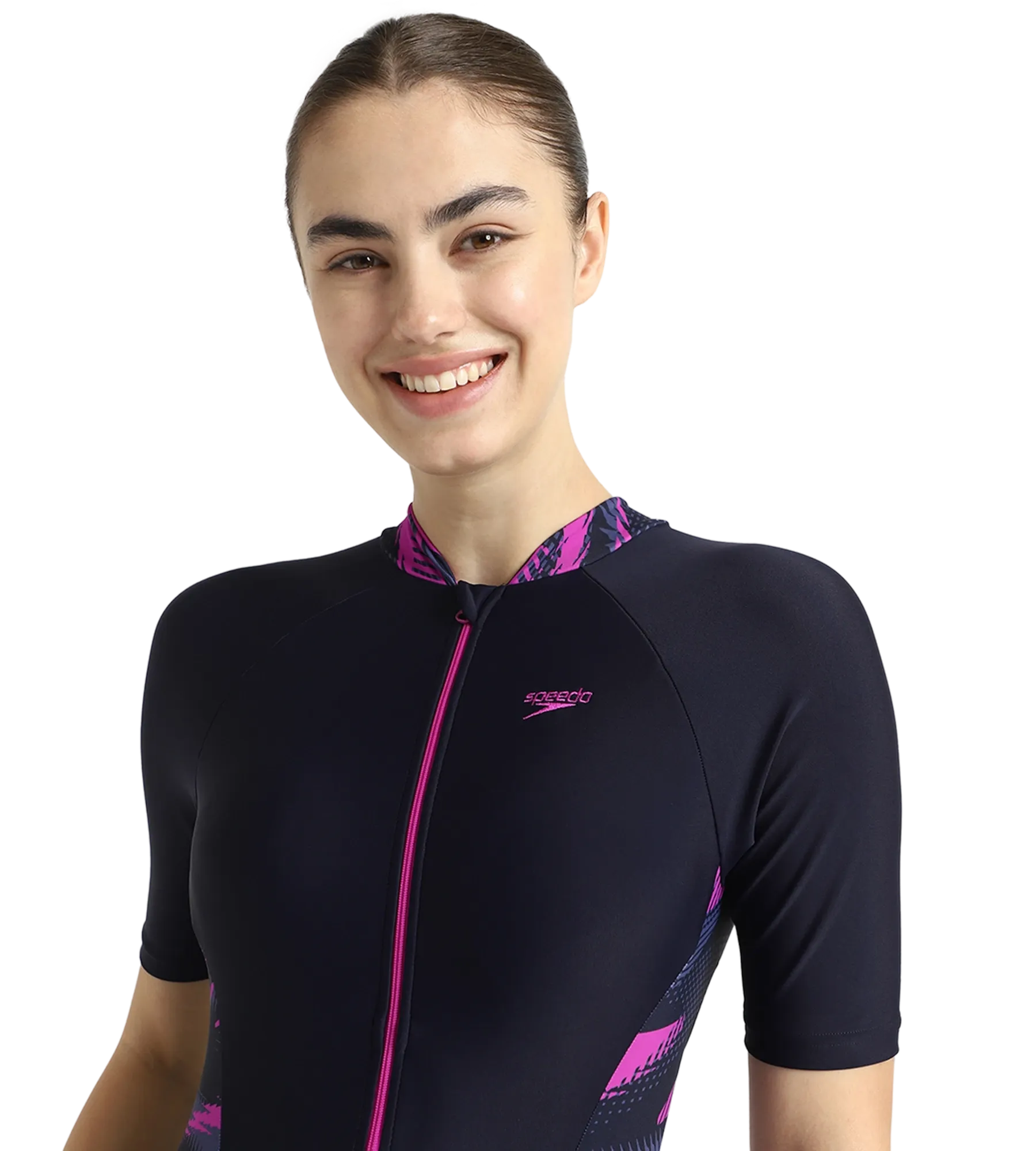 Women's Endurance10 Essential Splice Print Closedback Kneesuit - True Navy. Hapuna Blue & Diva - Image 9